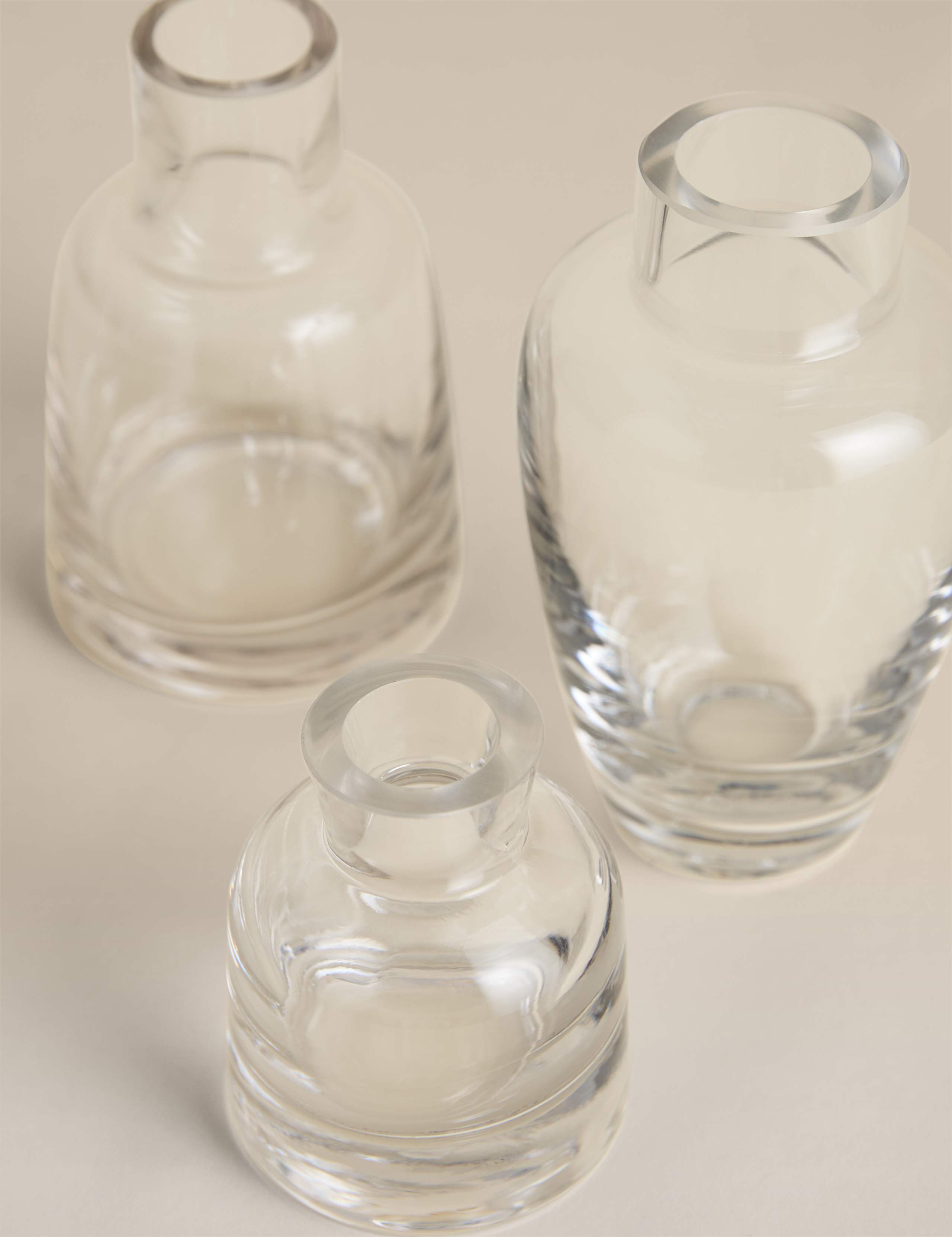 Set of 3 Clear Glass Bottle Vases 2 of 3