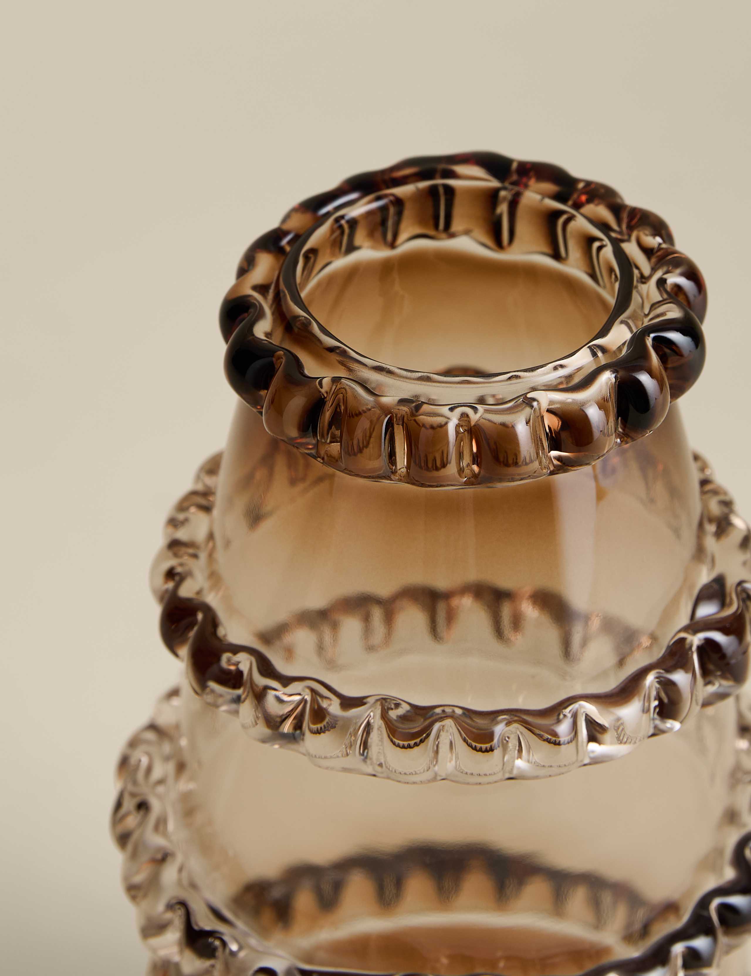 Smoked Glass Textured Frill Vase 2 of 3