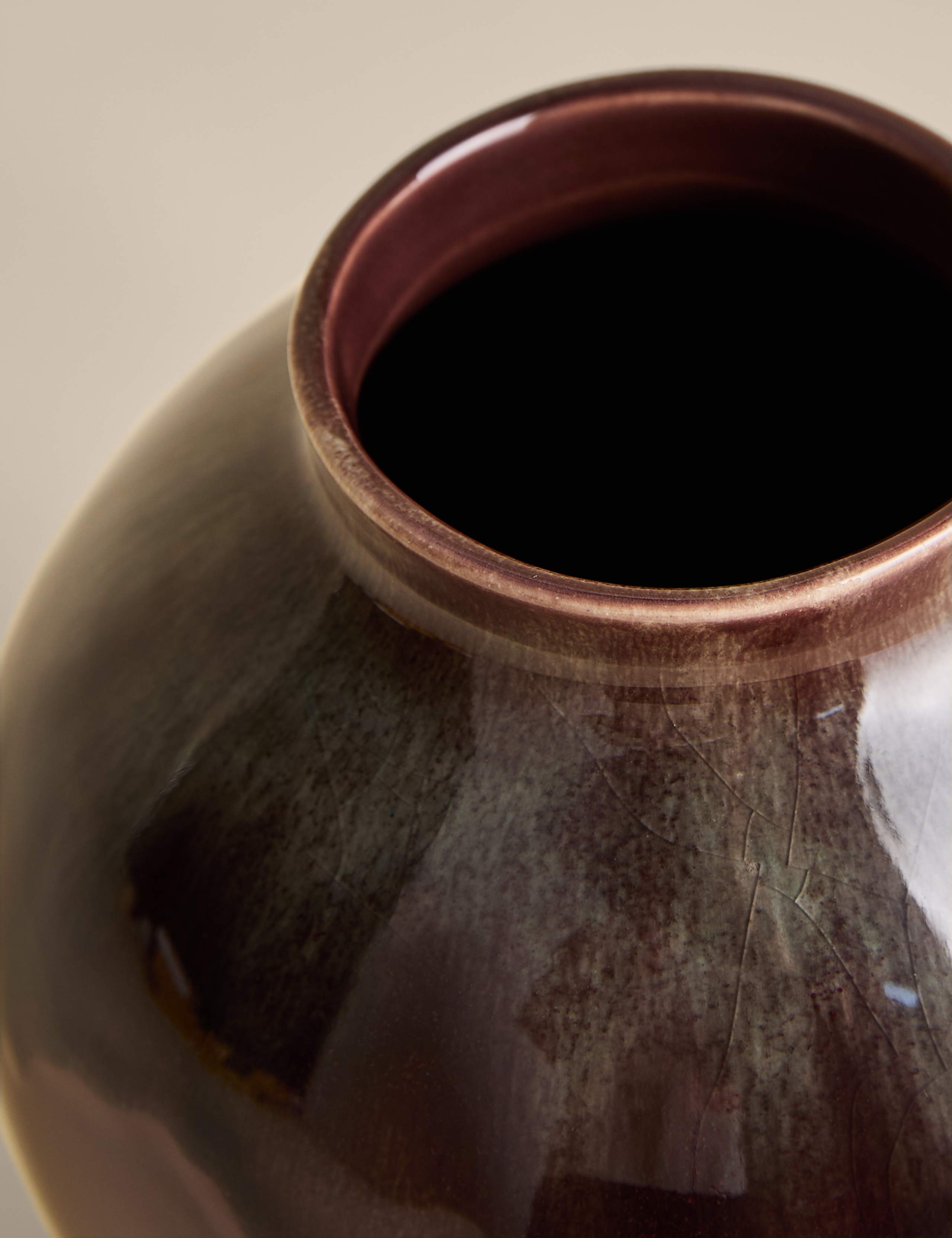 Small Reactive Rounded Ceramic Vase 2 of 3