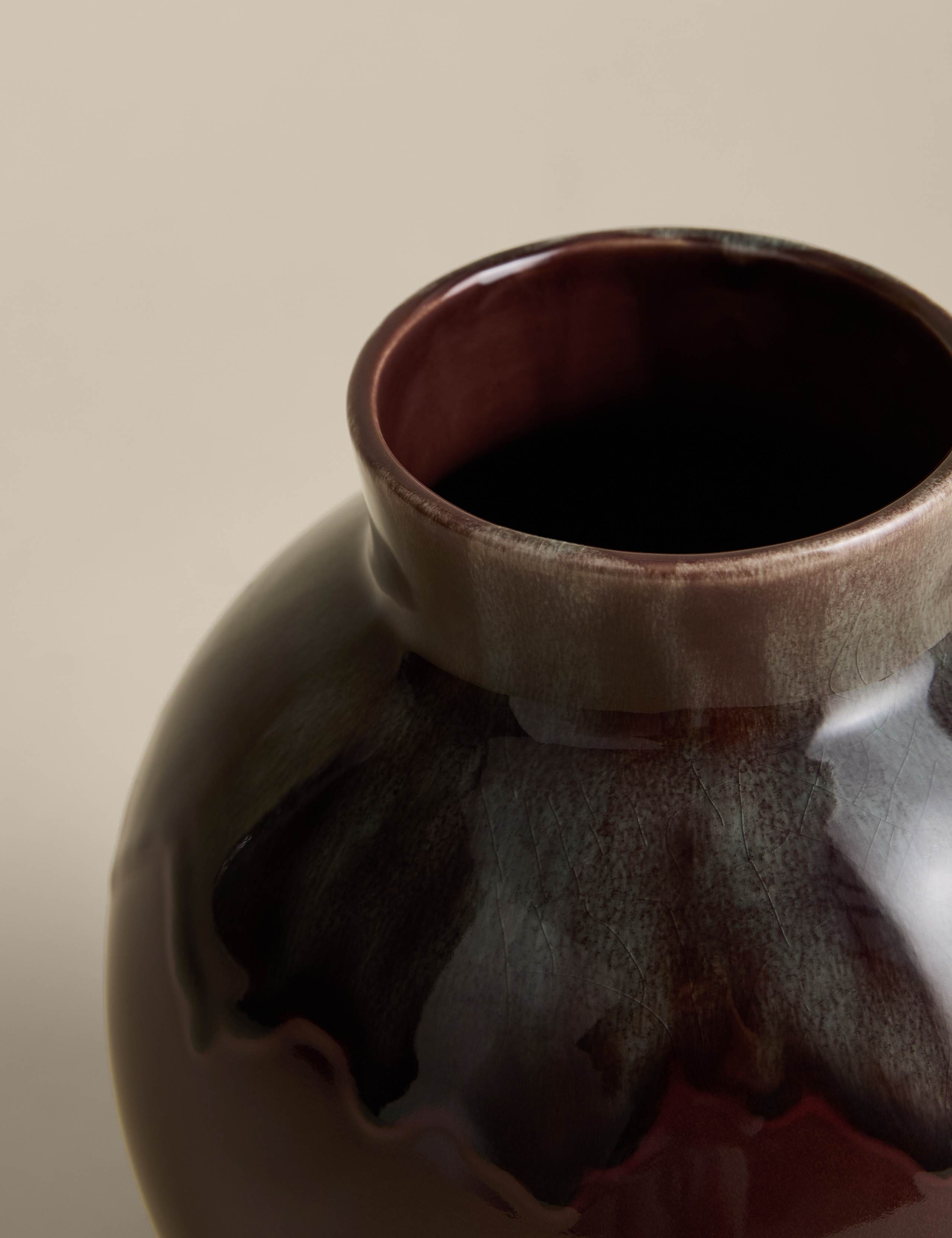Medium Reactive Glaze Ceramic Rounded Vase 2 of 3