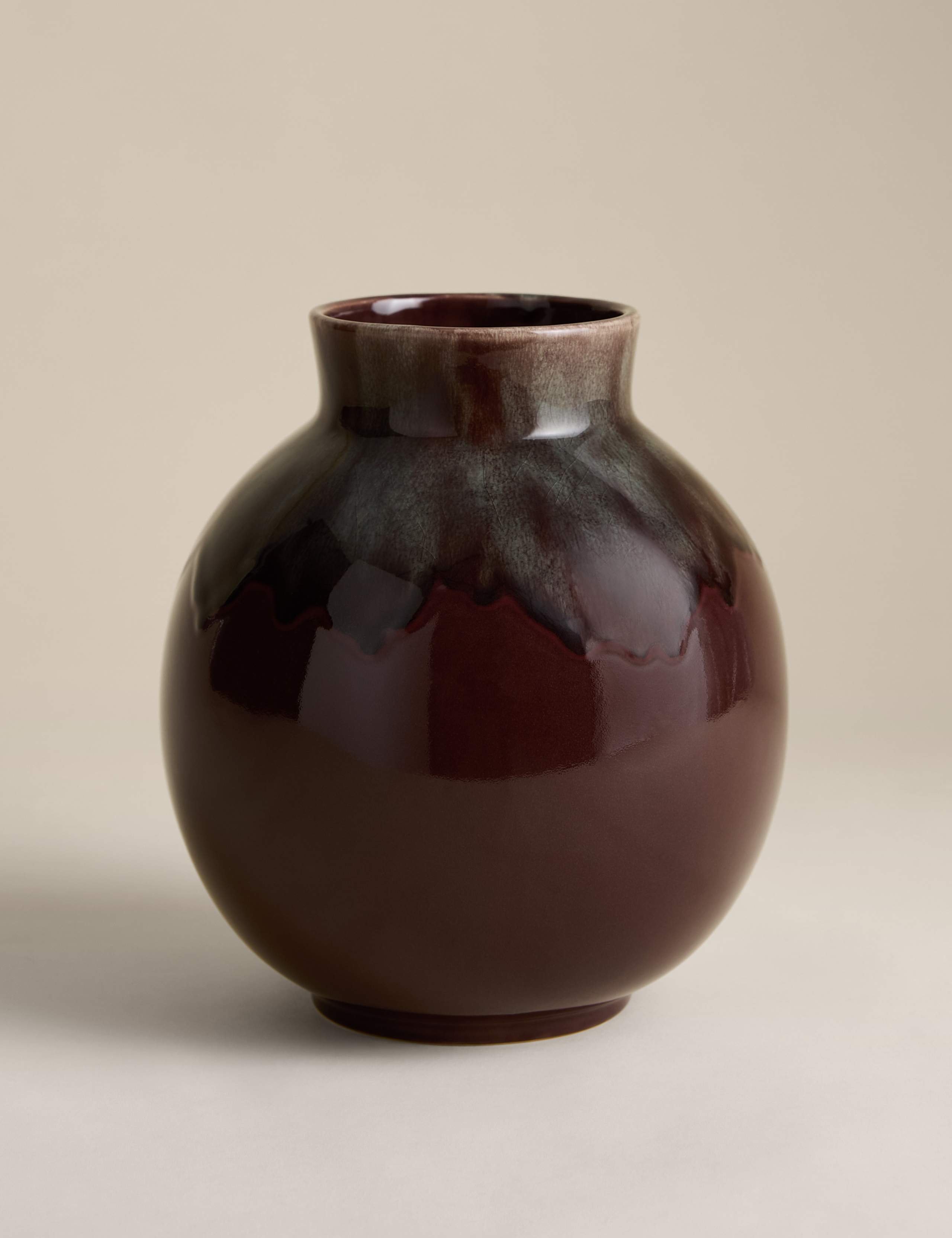 Medium Reactive Glaze Ceramic Rounded Vase 1 of 3