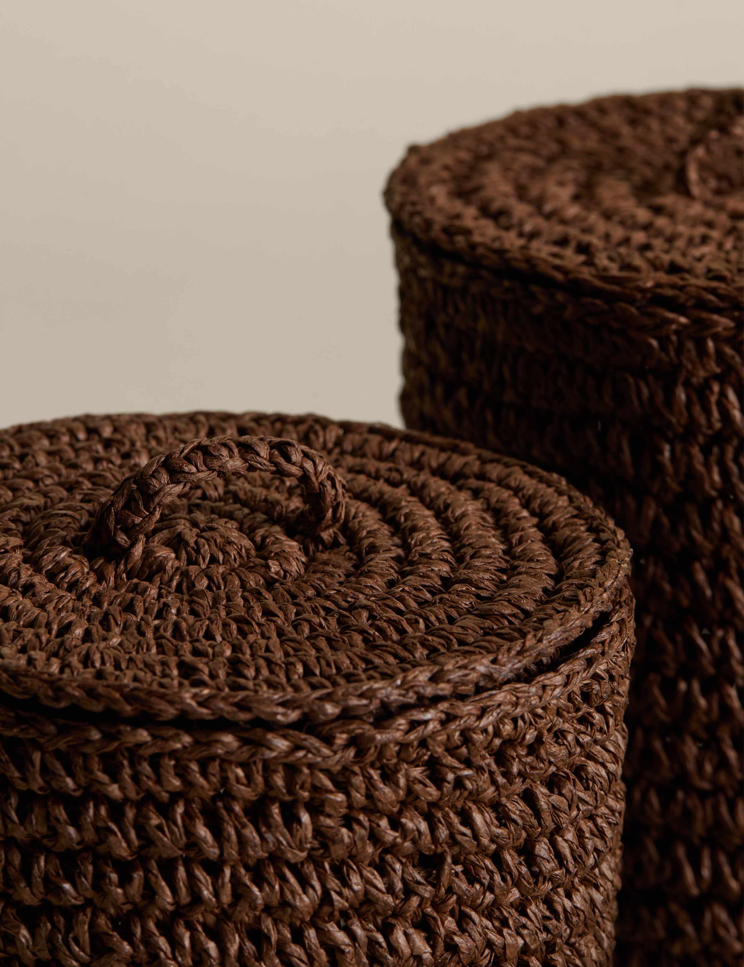 Set of 3 Raffia & Seagrass Small Lidded Pots 4 of 7