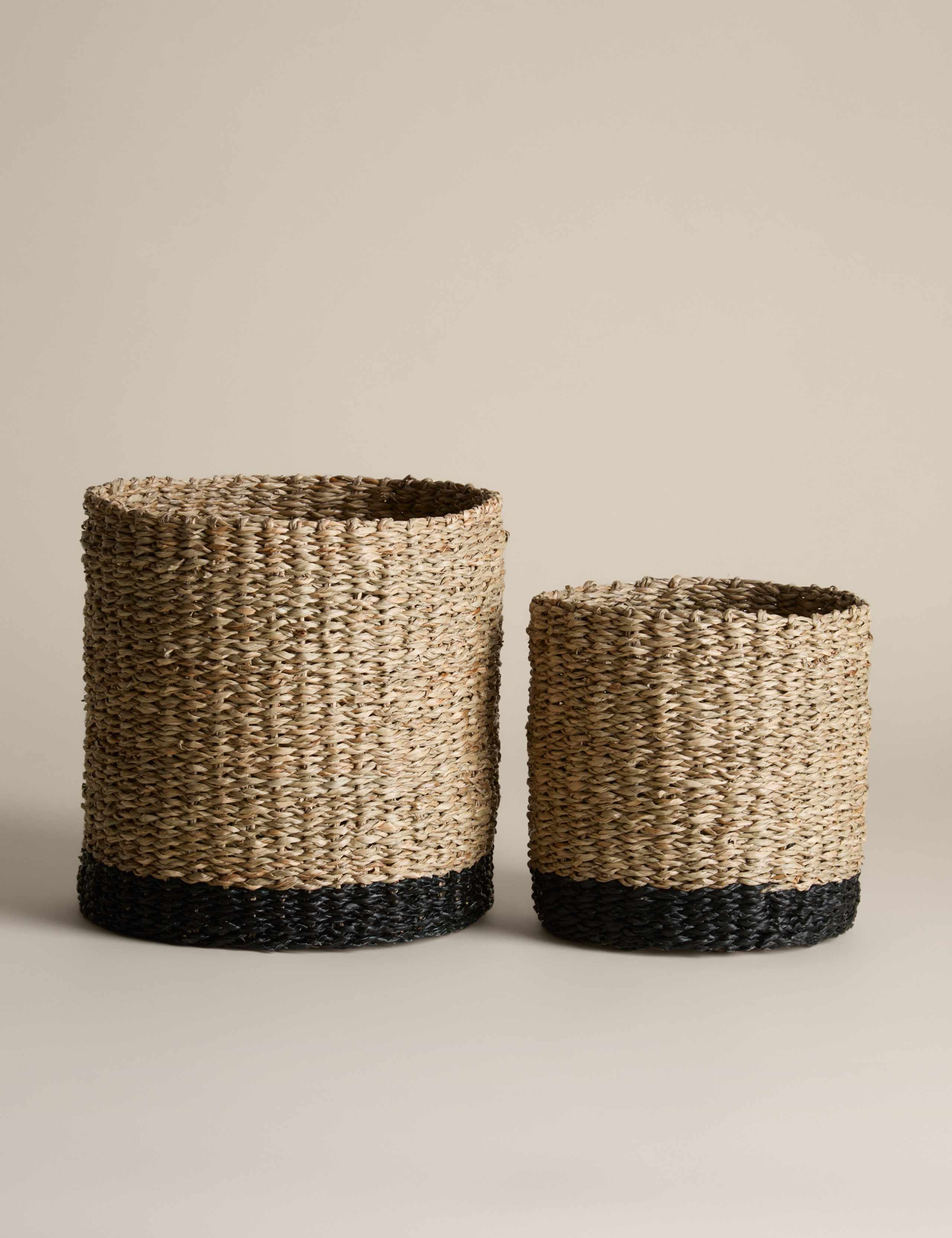 Set of 2 Raffia & Seagrass Contrast Baskets 3 of 6