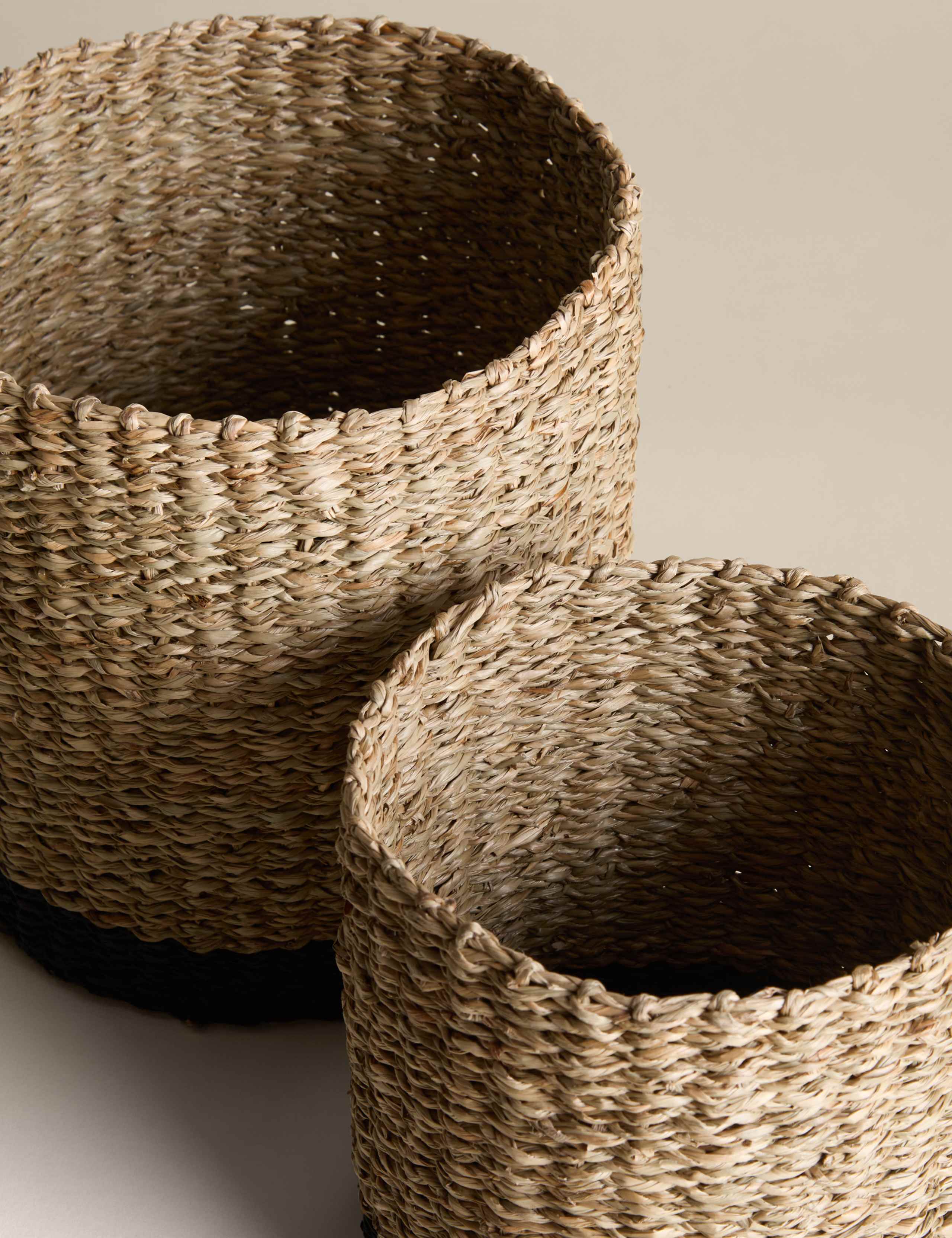 Set of 2 Raffia & Seagrass Contrast Baskets 4 of 6