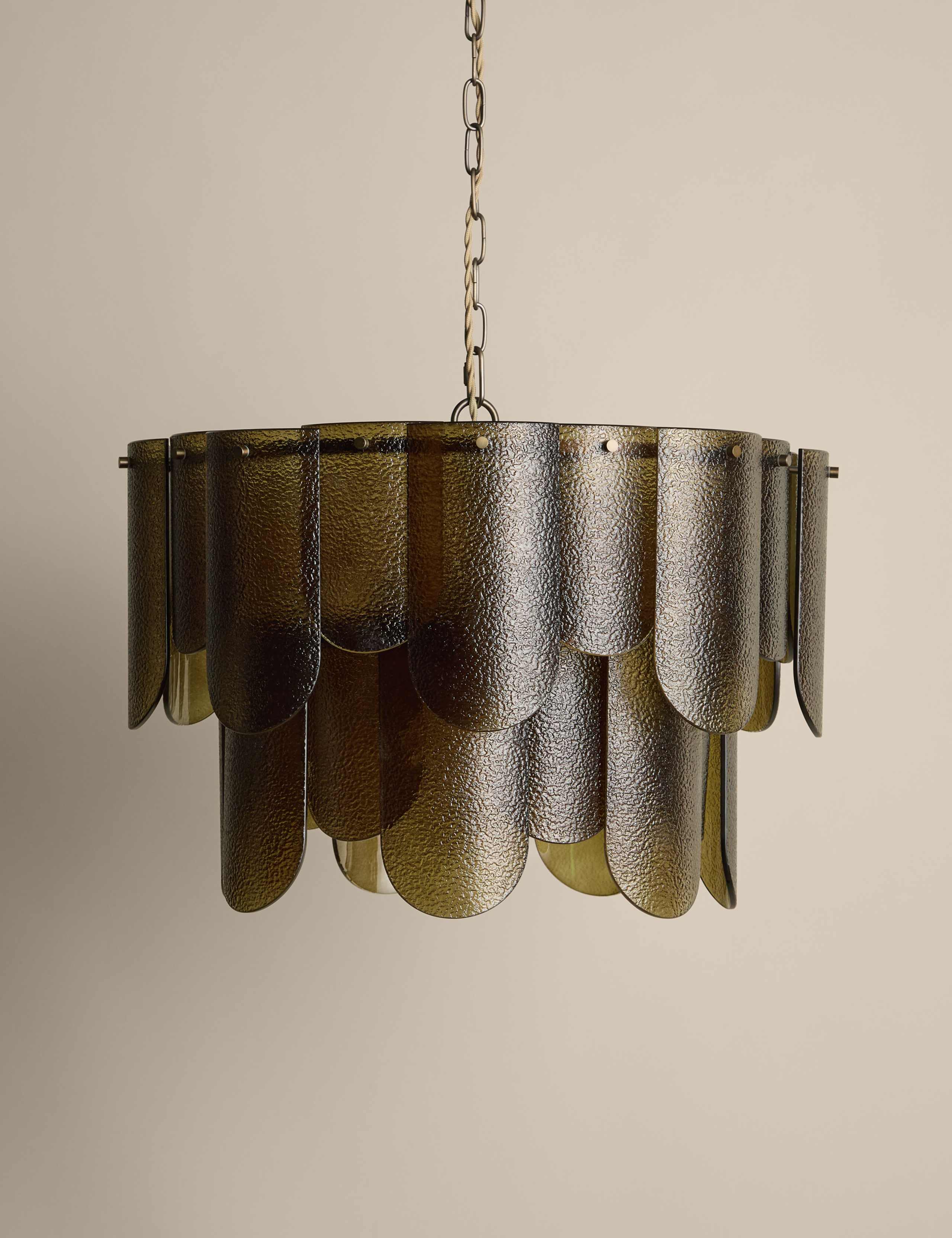 Glass Textured Green Chandelier 2 of 7