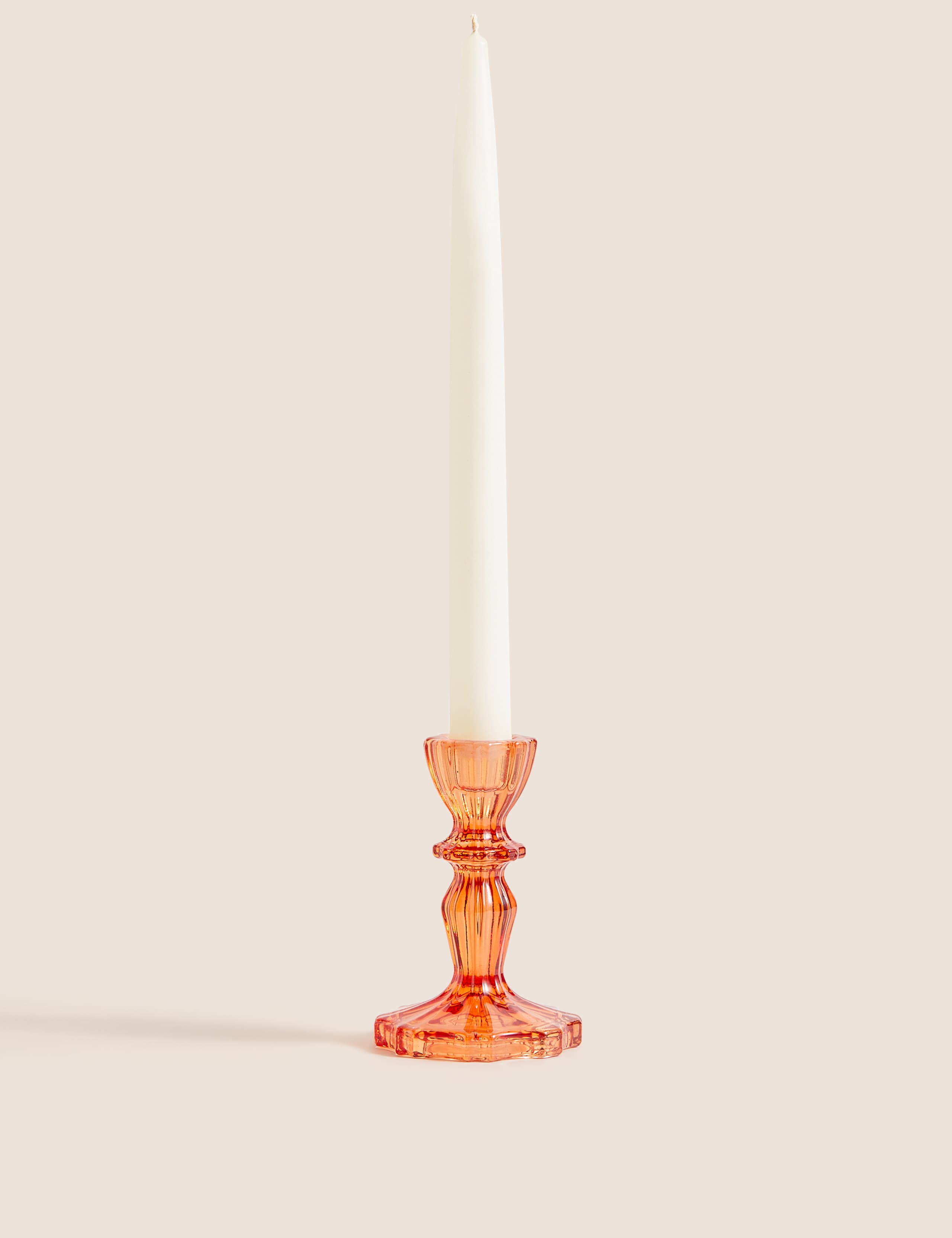 Ridged Glass Dinner Candle Holder 1 of 4