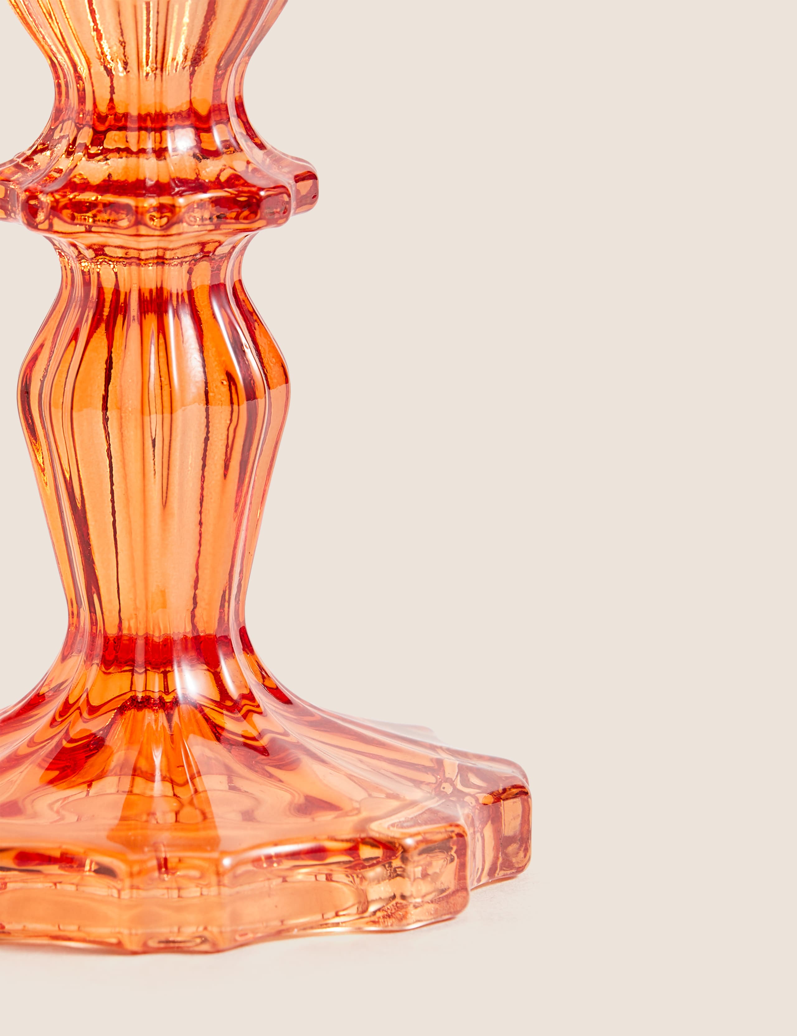 Ridged Glass Dinner Candle Holder 3 of 4