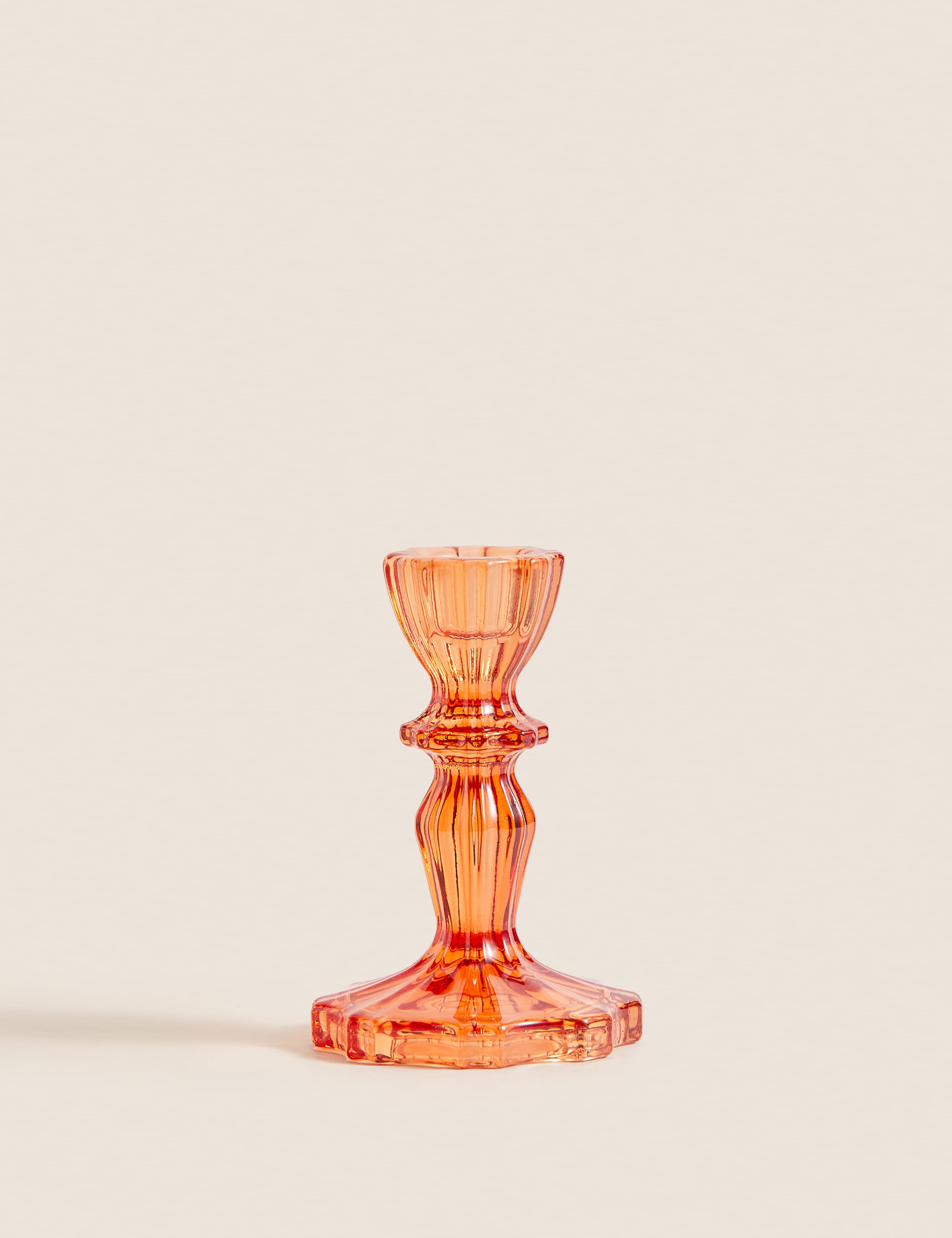 Ridged Glass Dinner Candle Holder 4 of 4