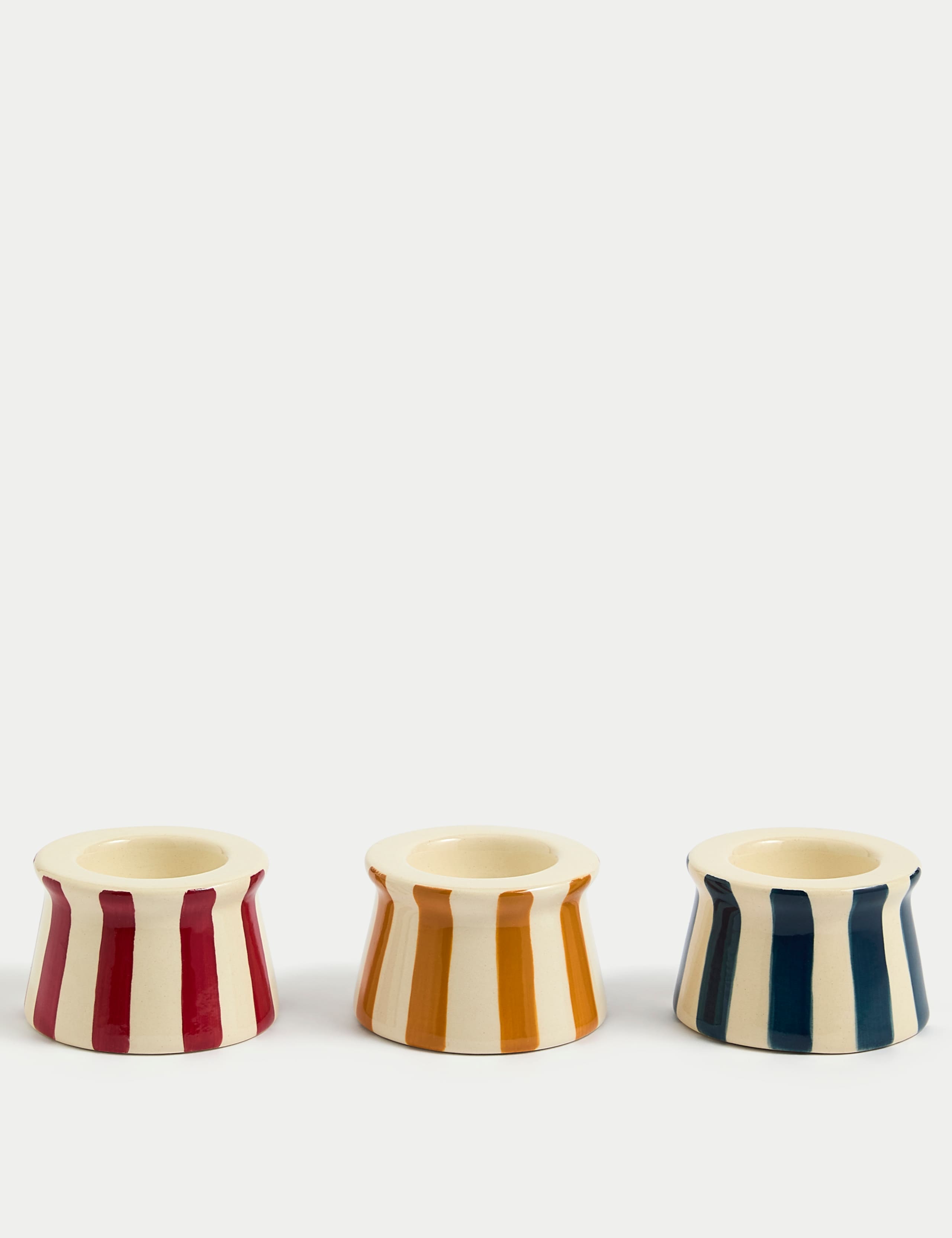 Set of 3 Striped Ceramic Tealight Holders 2 of 7