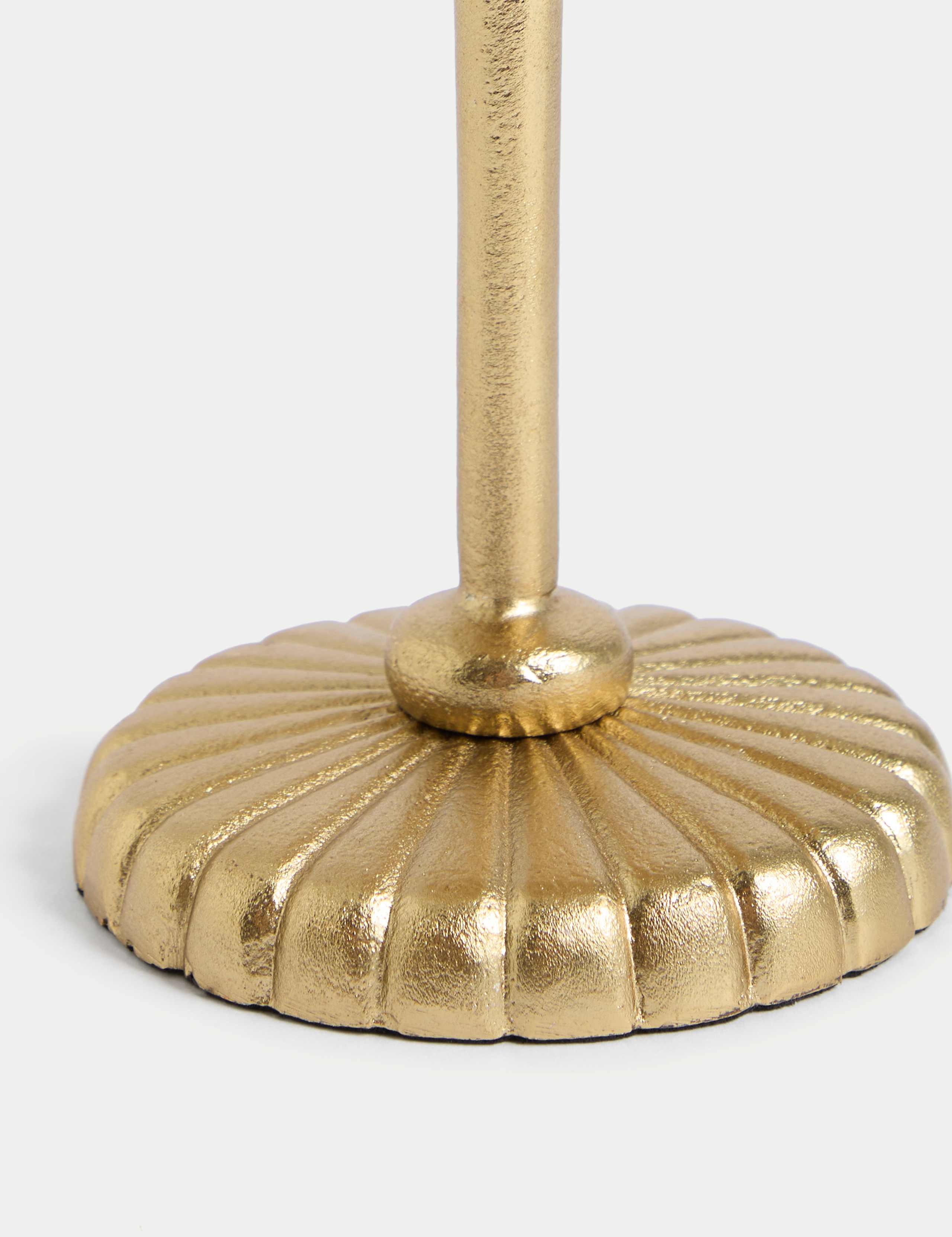 Ridged Metal Pillar Candle Holder 4 of 5