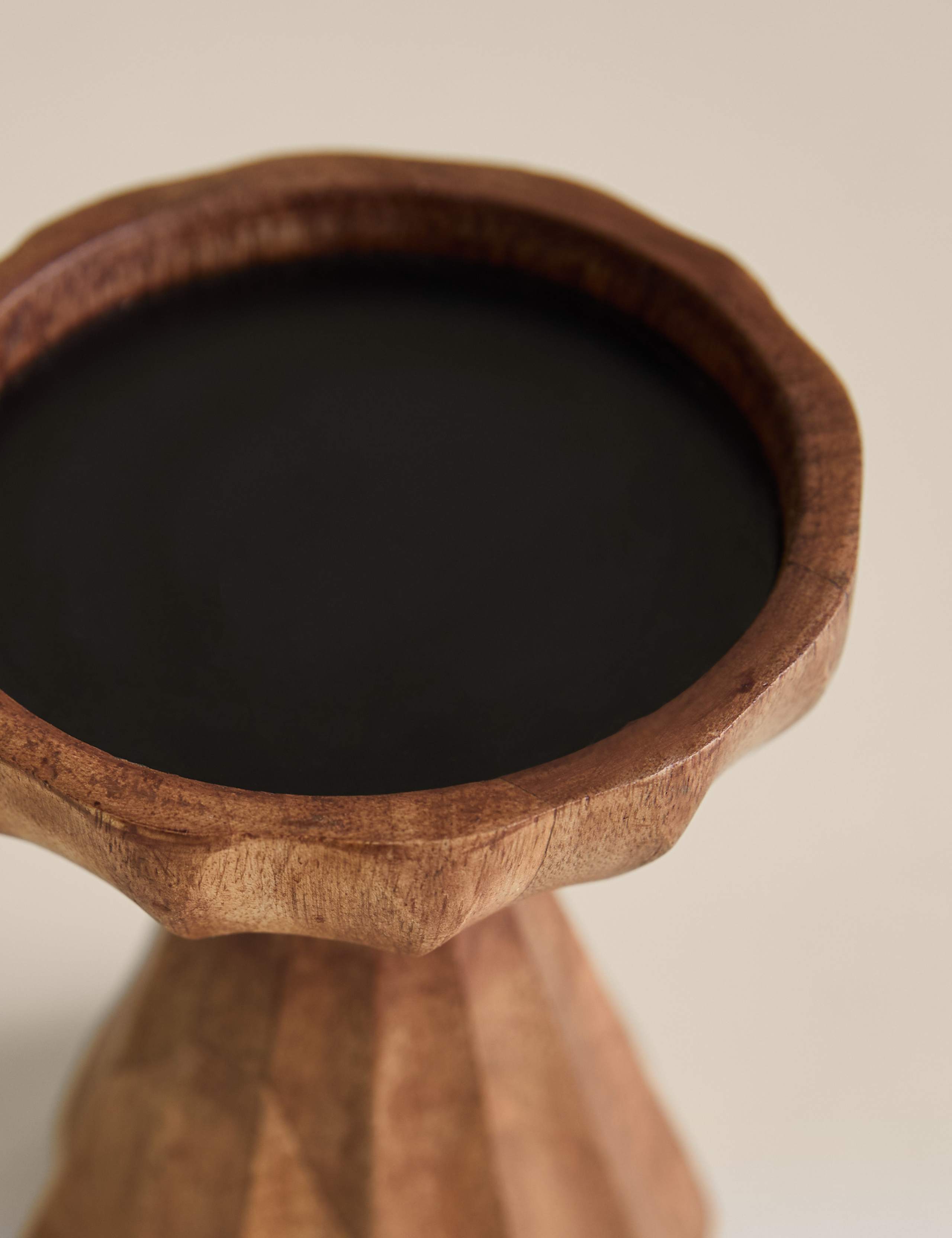 Ridged Wood Tall Pillar Candle Holder 3 of 6