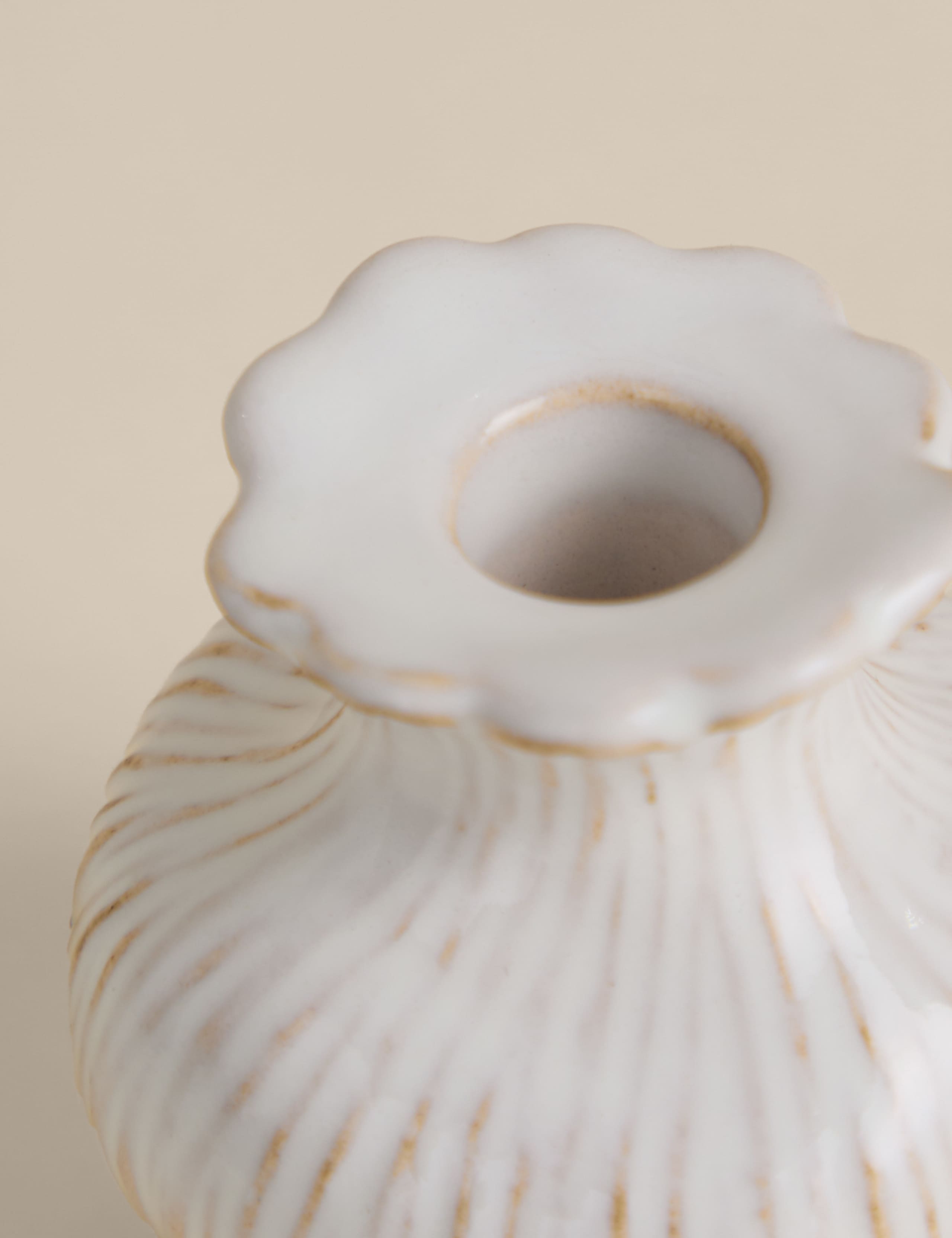 Ridged Ceramic Dinner Candle Holder 3 of 4