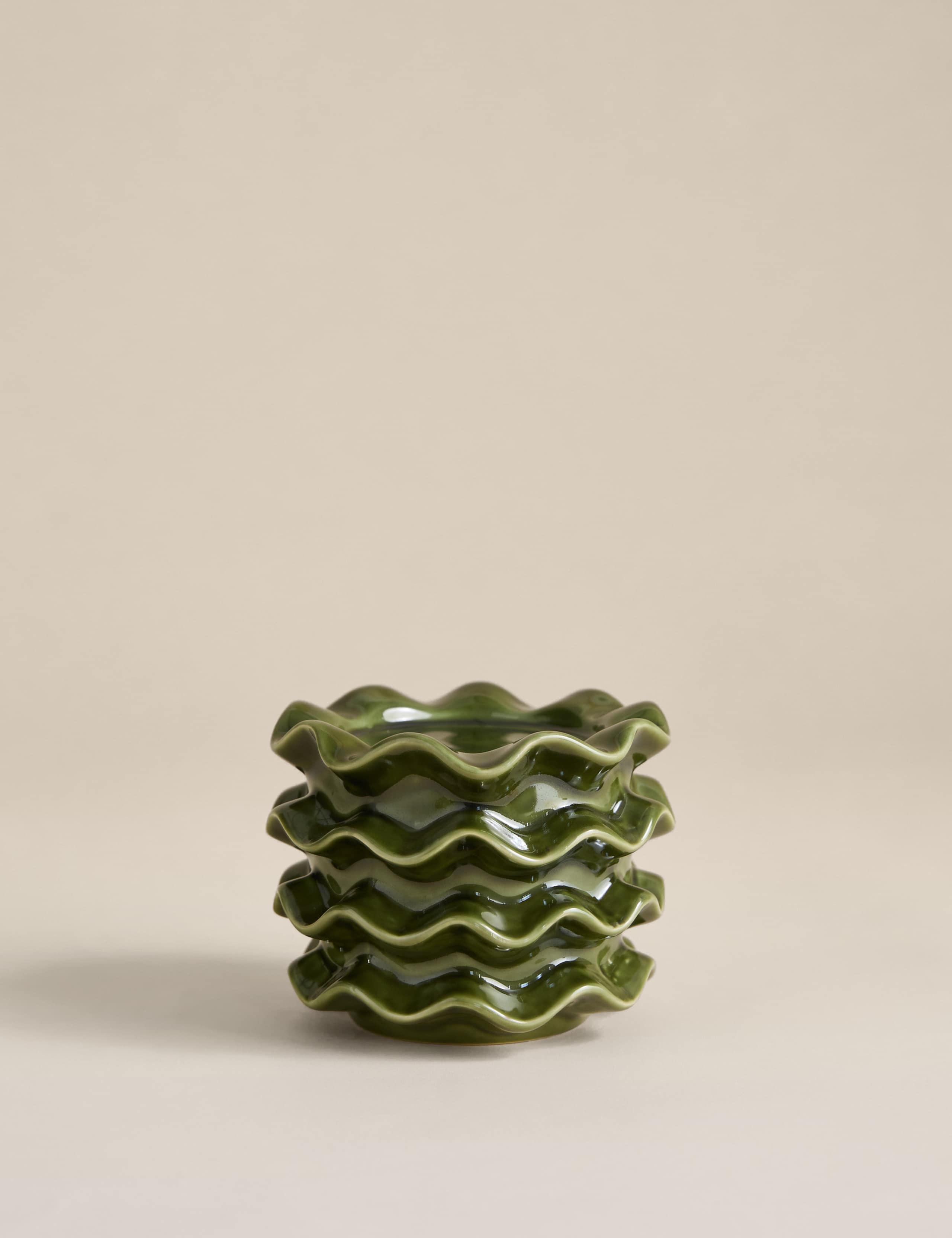 Ceramic Frill Pillar Candle Holder 2 of 4