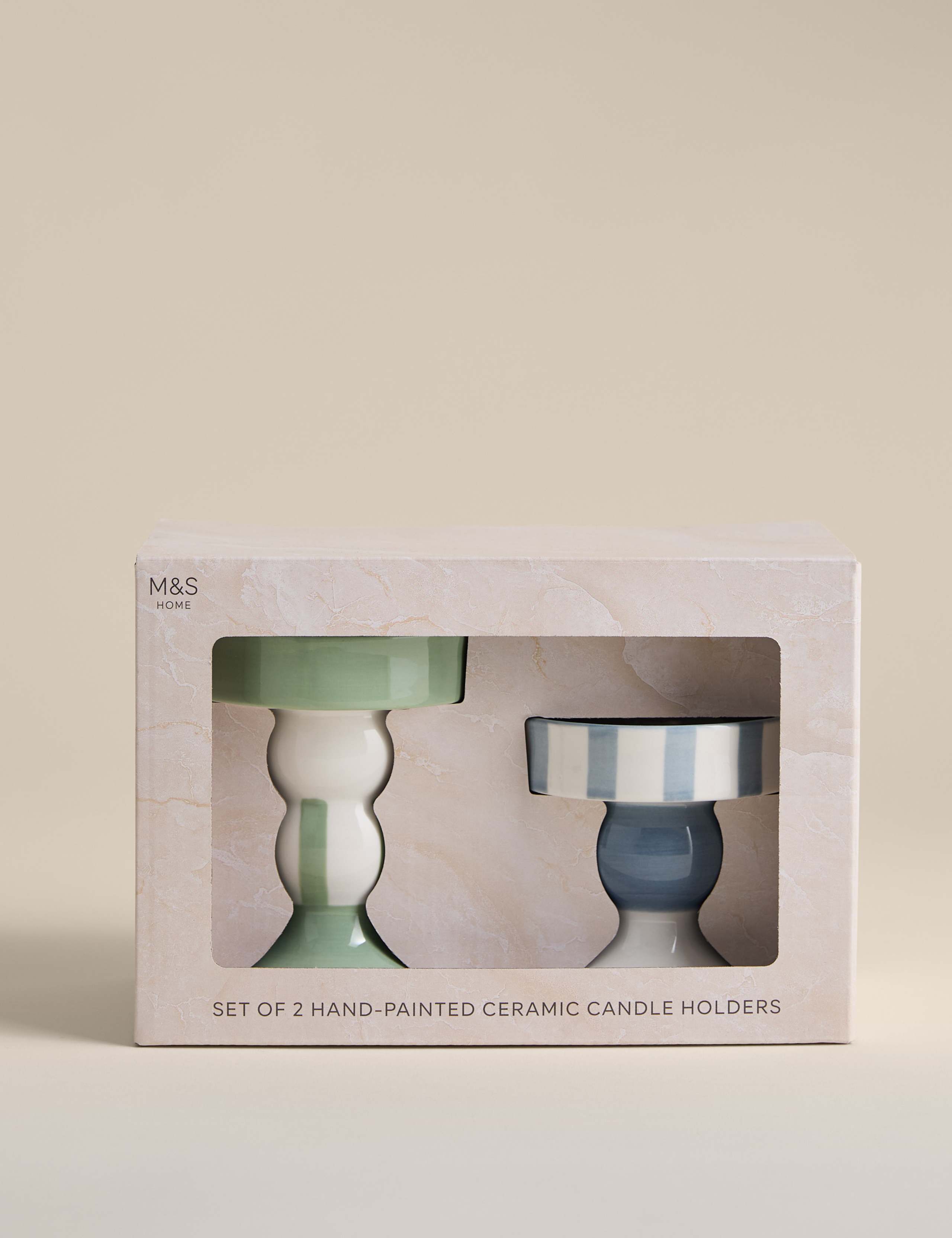 Set of 2 Striped Ceramic Candle Holders 5 of 6