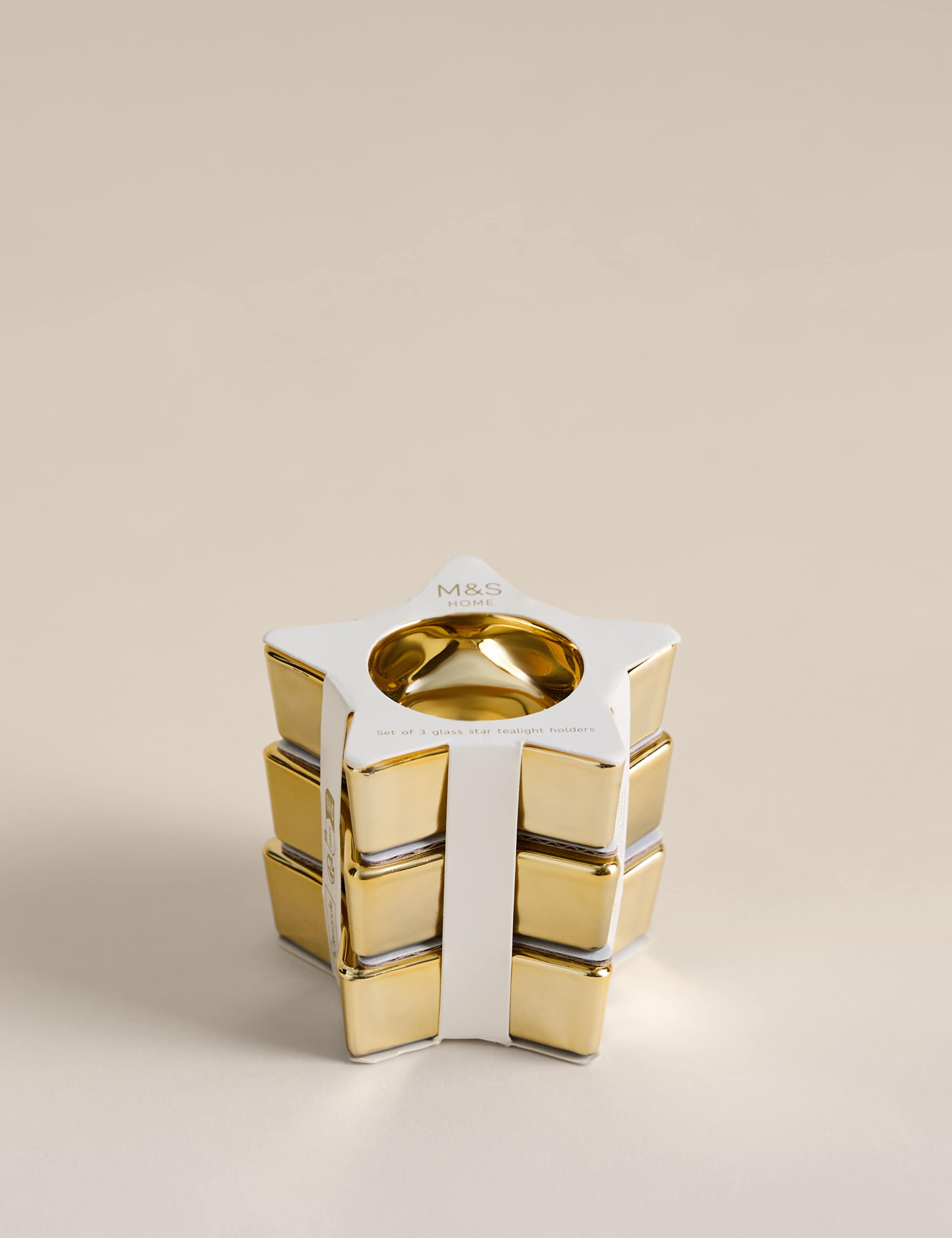 Set of 3 Star Glass Tealight Holders 5 of 6