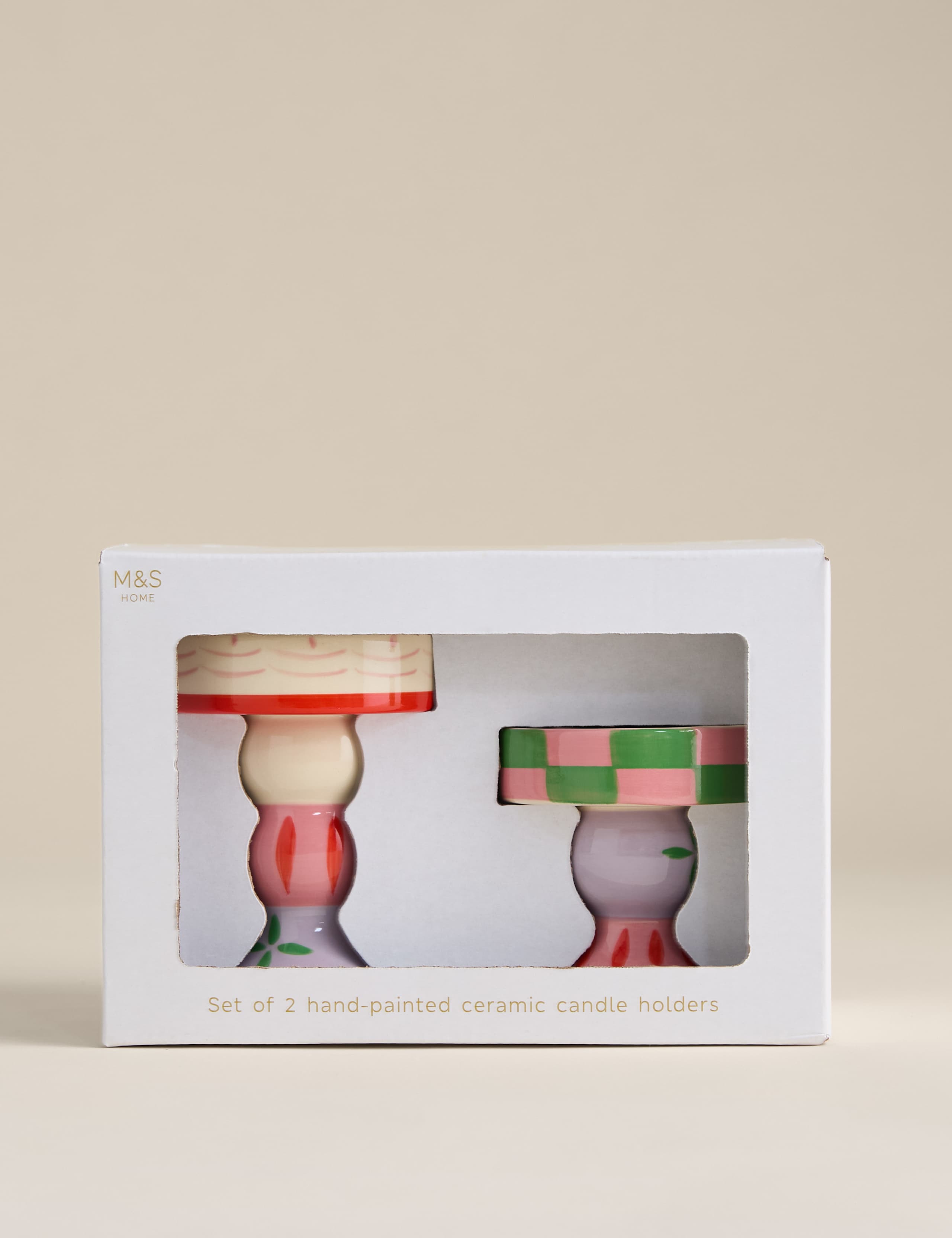 Set of 2 Patterned Ceramic Candle Holders 5 of 5