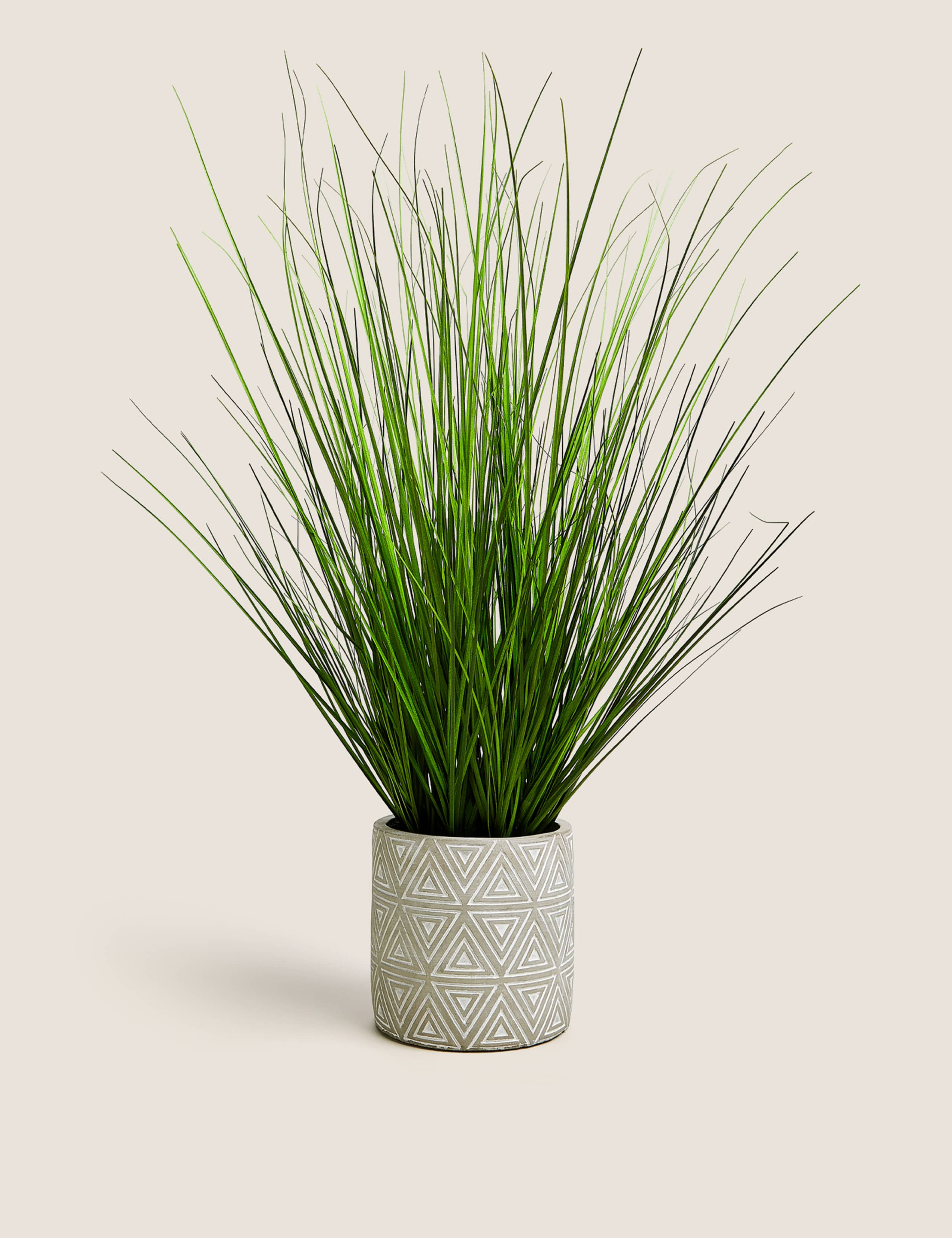 Artificial Medium Grass in Geometric Pot 1 of 5
