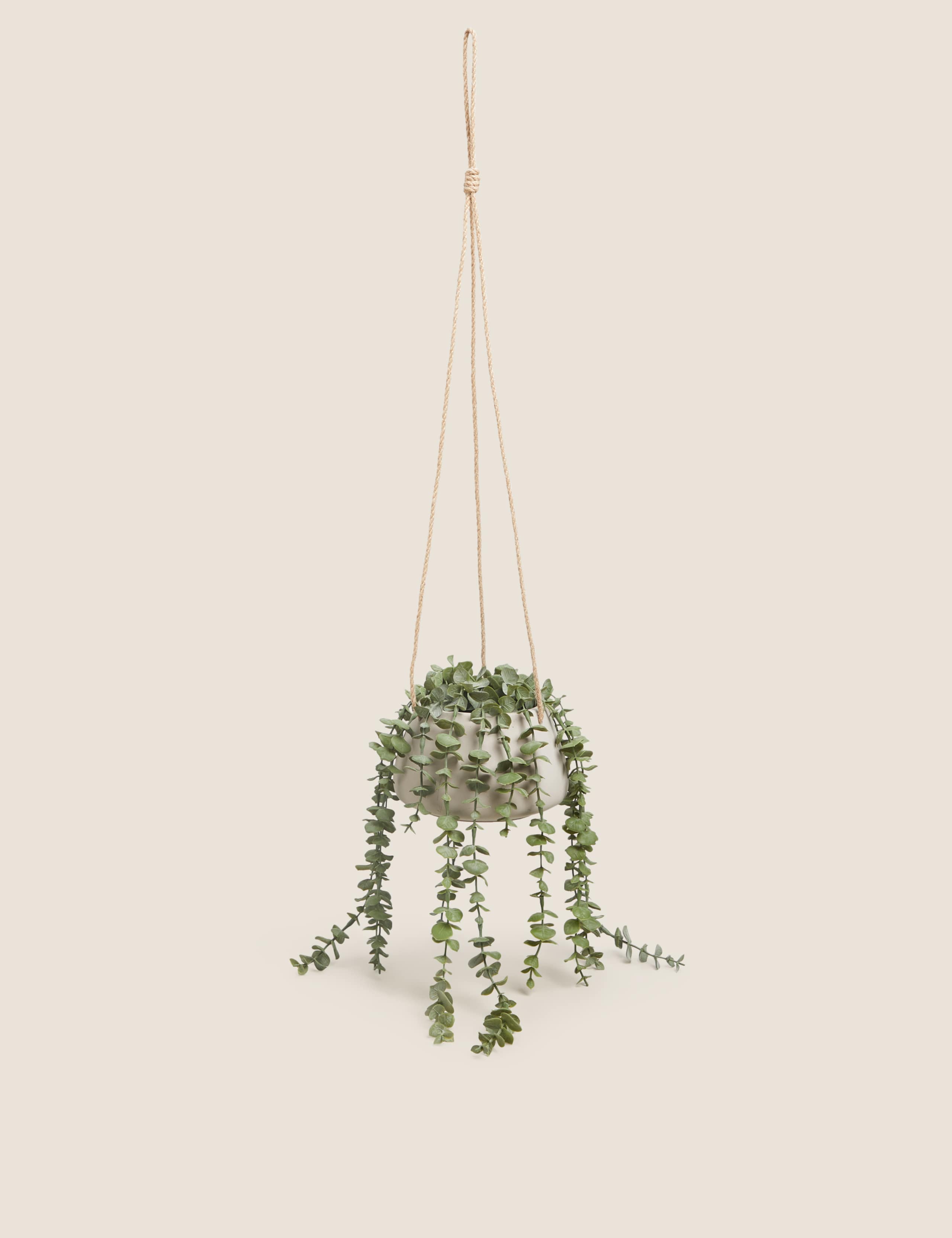 Artificial Hanging String of Hearts in Pot 1 of 3