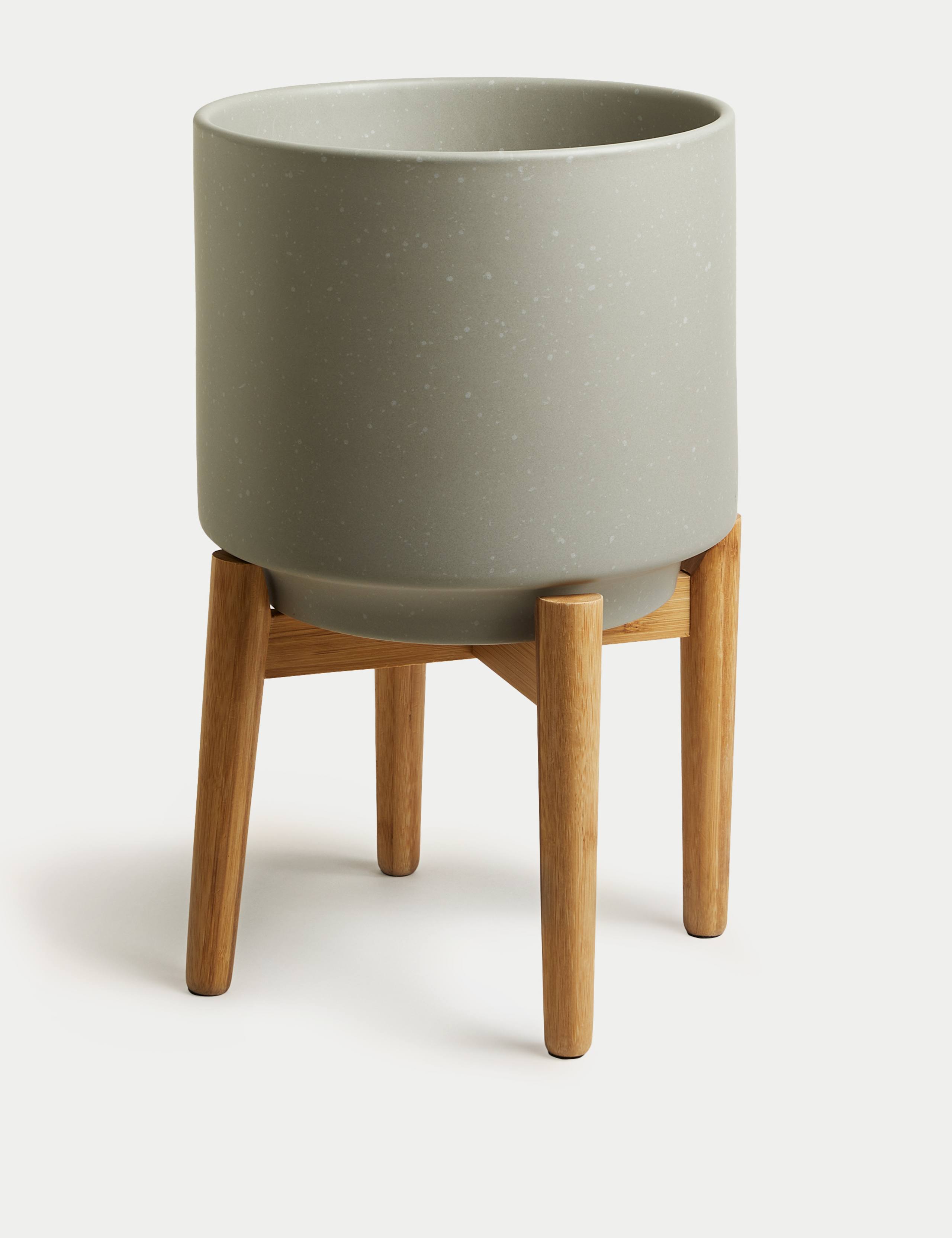 Large Ceramic Plant Pot with Stand 1 of 4