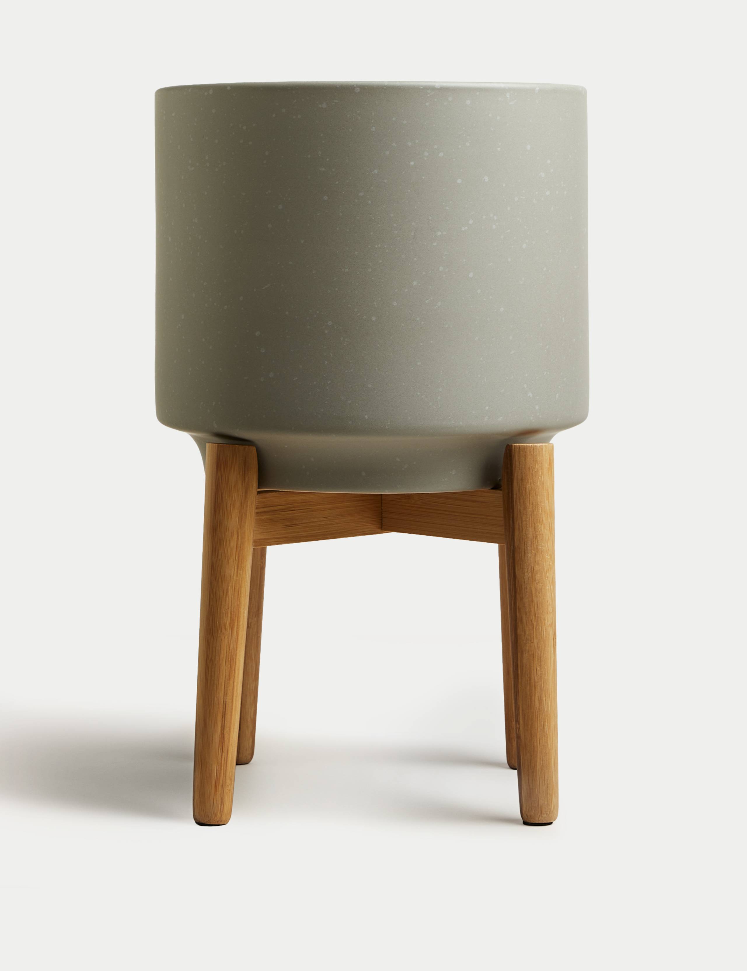 Large Ceramic Planter with Stand 3 of 4