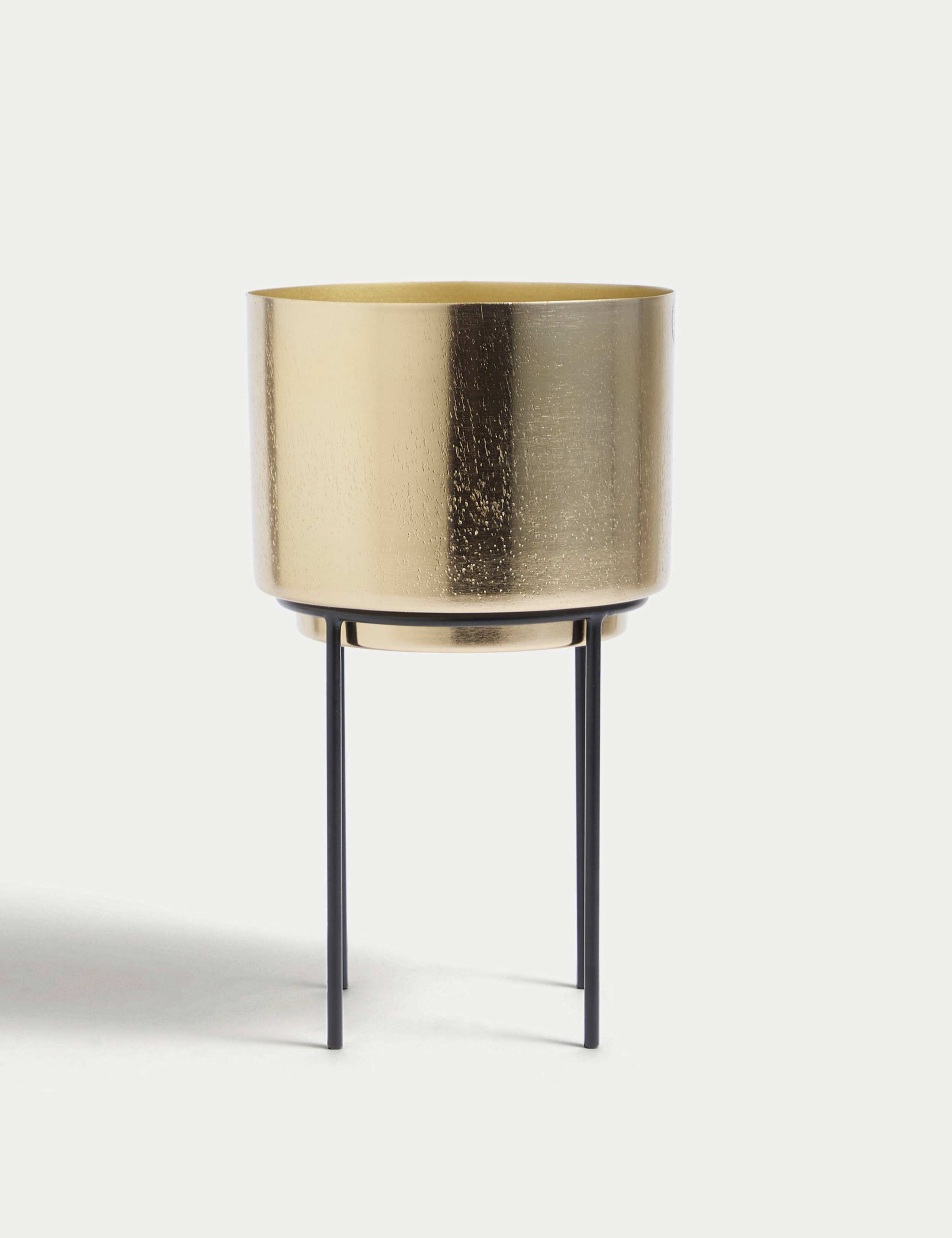 Medium Textured Gold Planter with Stand 2 of 3