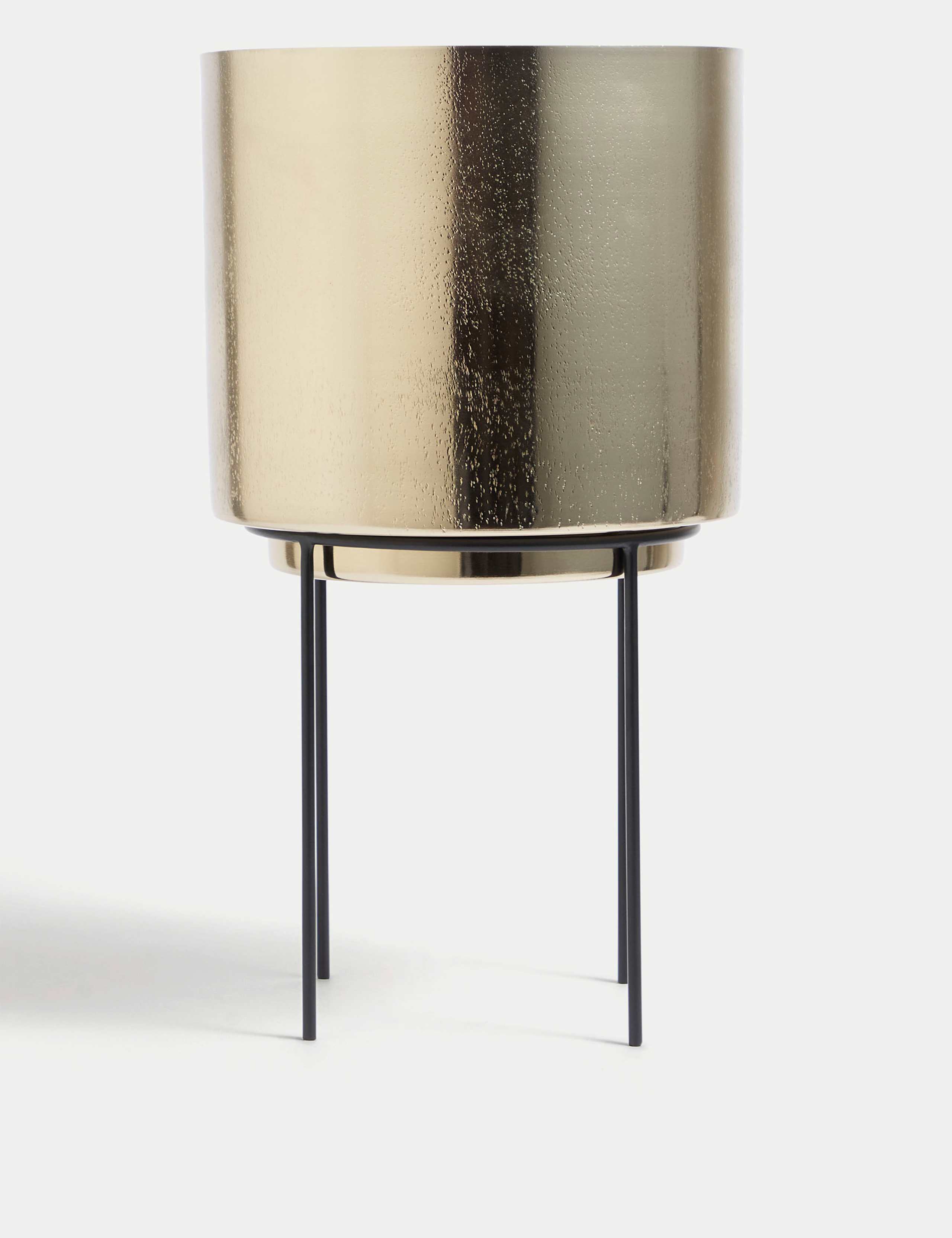 Large Textured Gold Planter with Stand 3 of 4