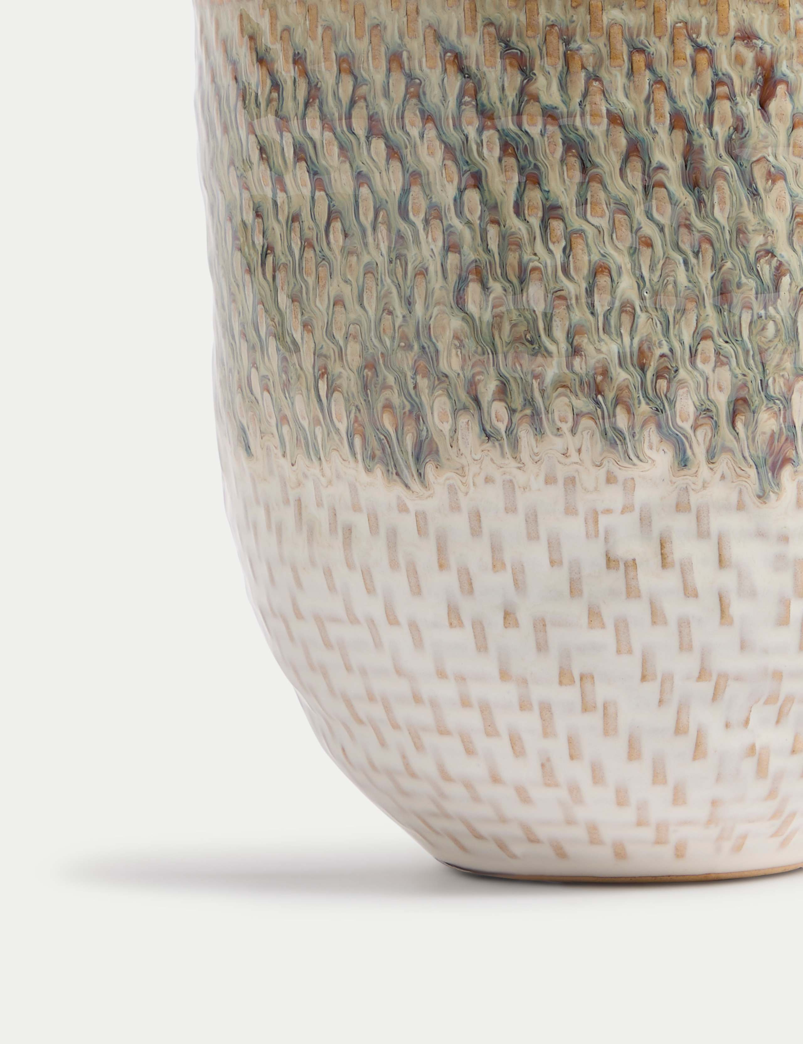 Medium Glazed Textured Ceramic Planter 2 of 3