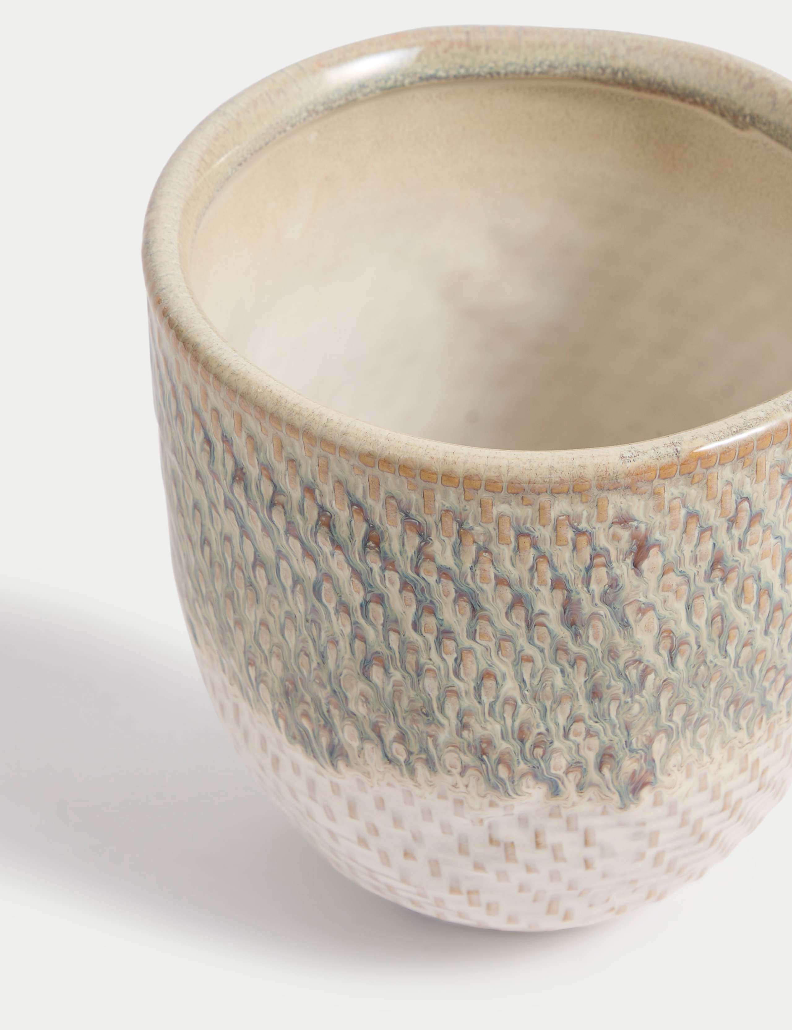 Medium Glazed Textured Ceramic Planter 3 of 3