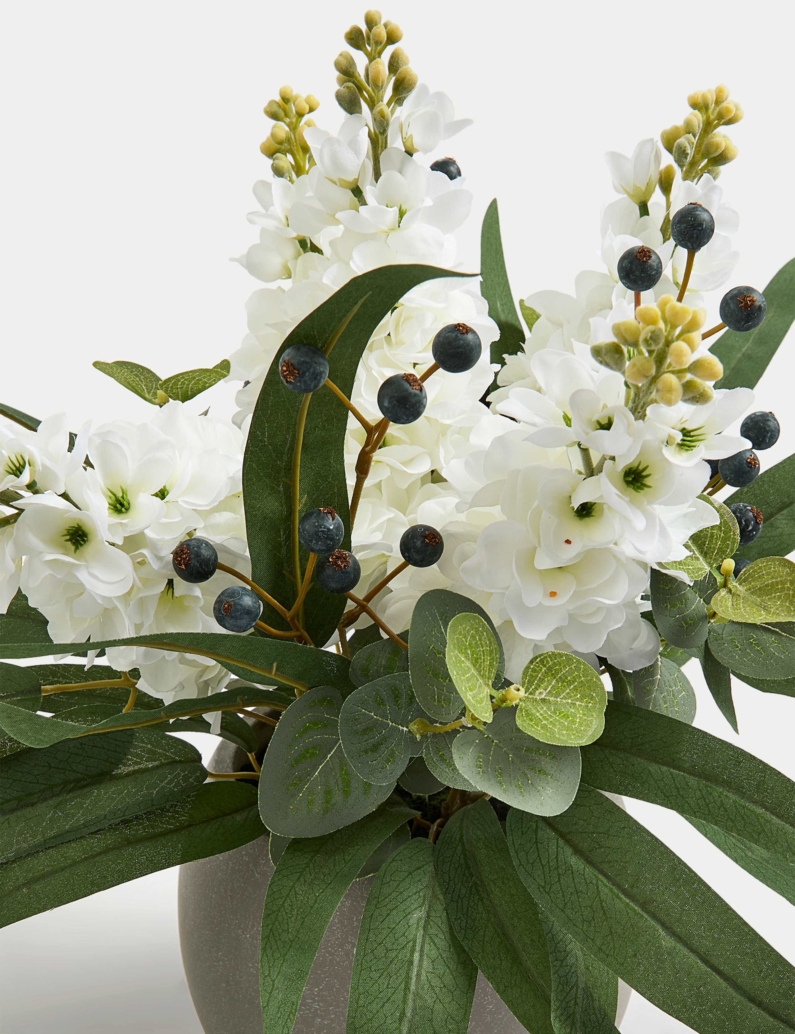 Artificial Hyacinth Arrangement in Concrete Pot 2 of 3