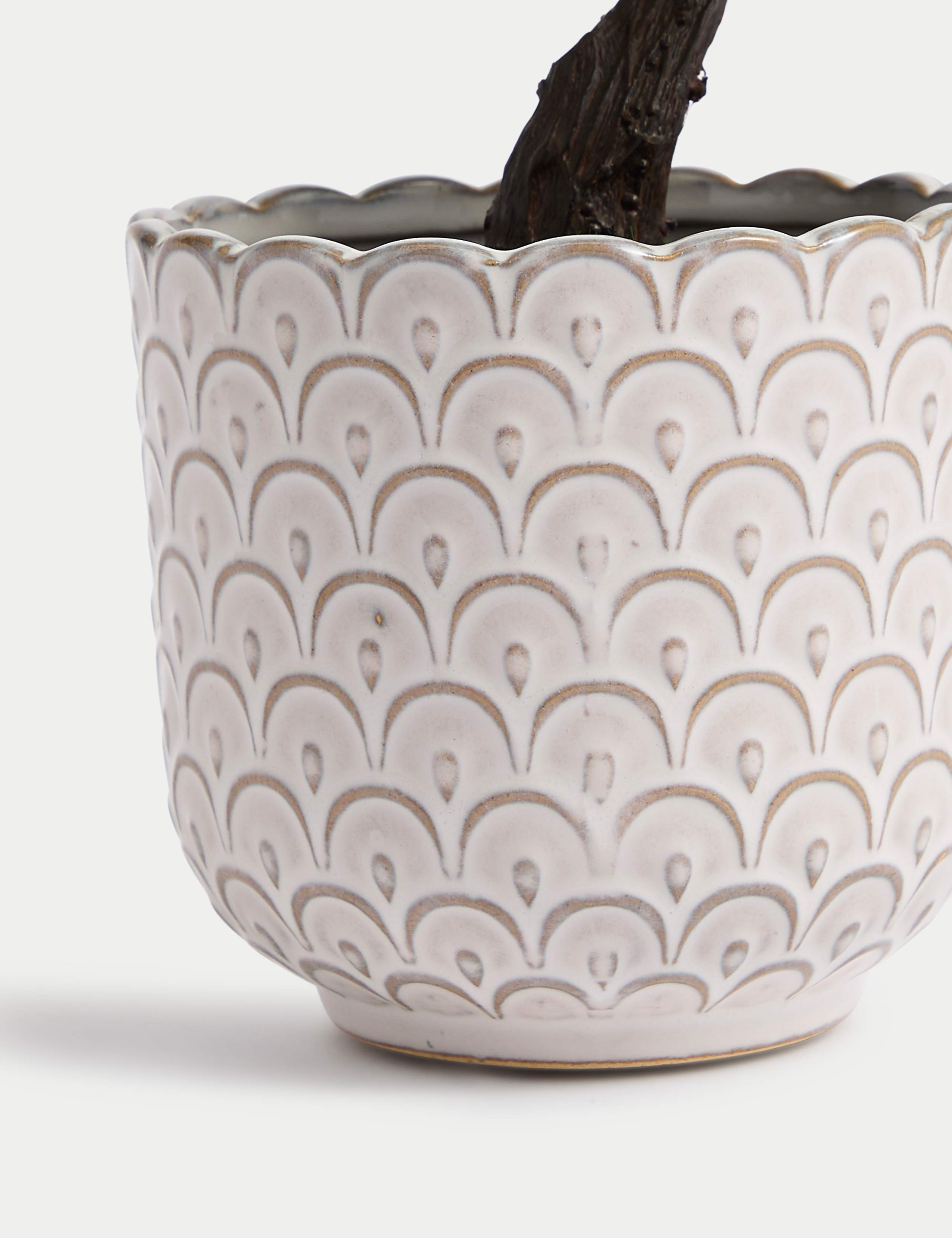 Artificial Bonsai Tree in Scallop Ceramic Pot 2 of 3