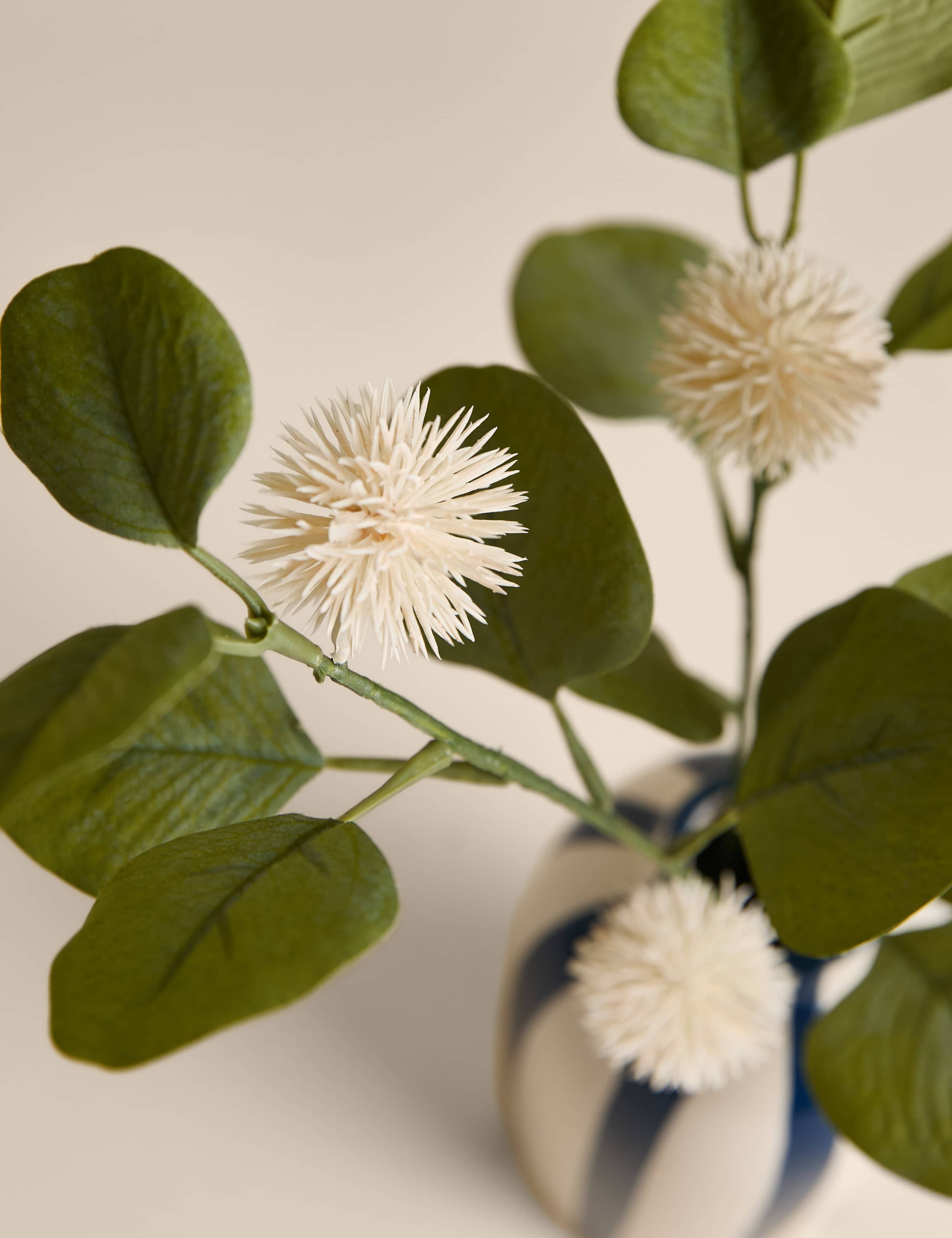 Artificial Pom Pom Flower in Ceramic Vase 2 of 3