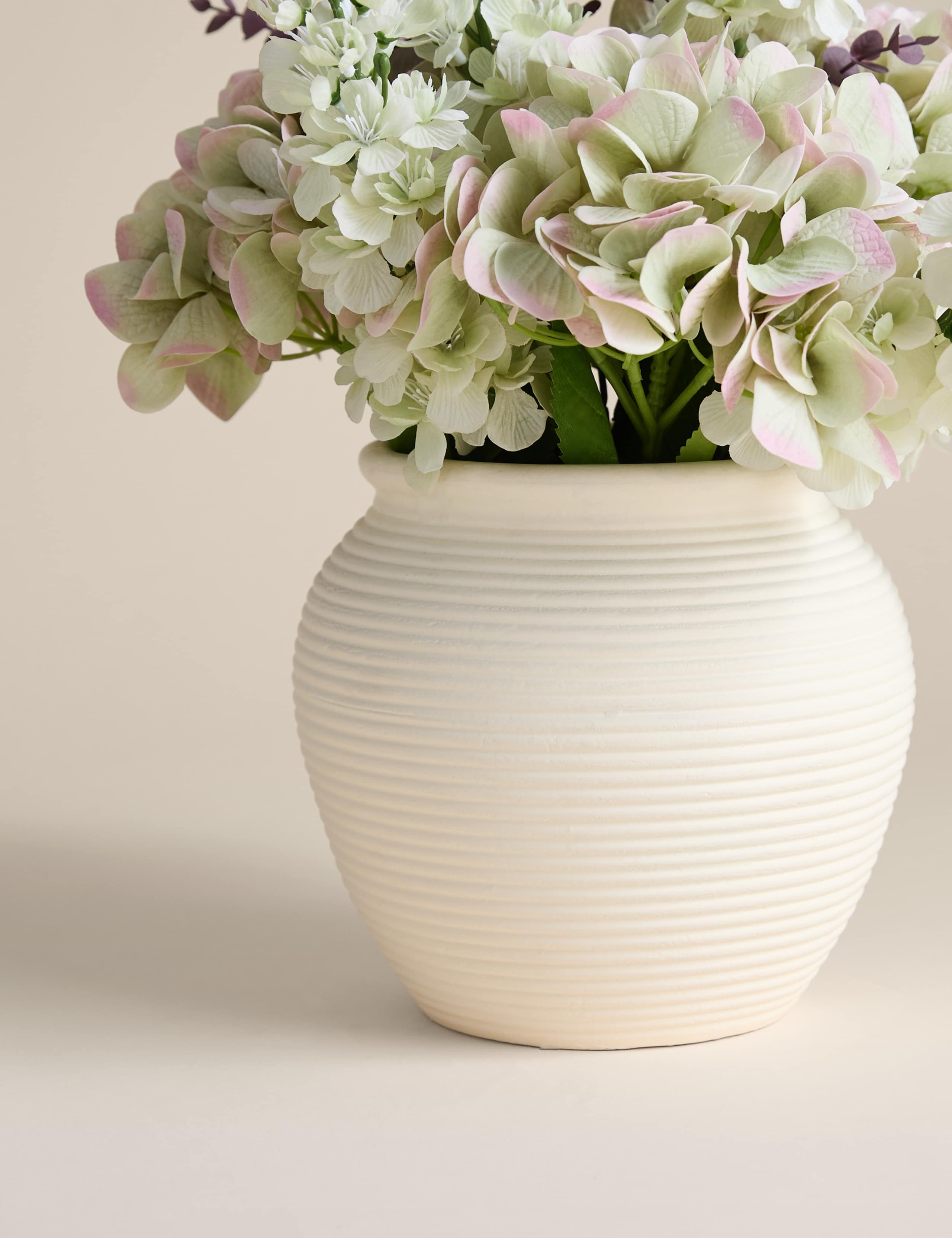 Artificial Hydrangea Arrangement in Magnesia Pot 2 of 3