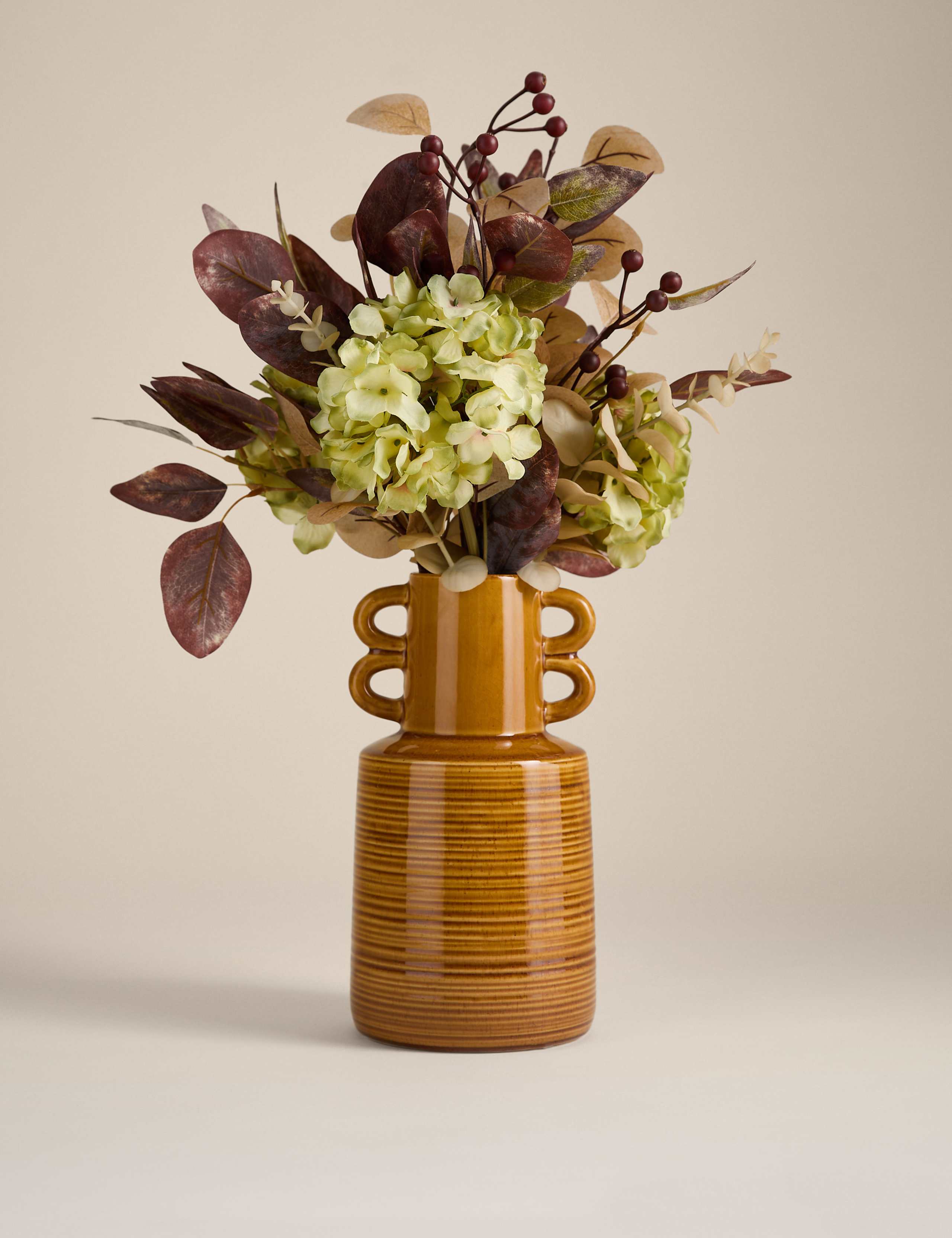 Artificial Hydrangea Arrangement Ceramic Vase 1 of 3