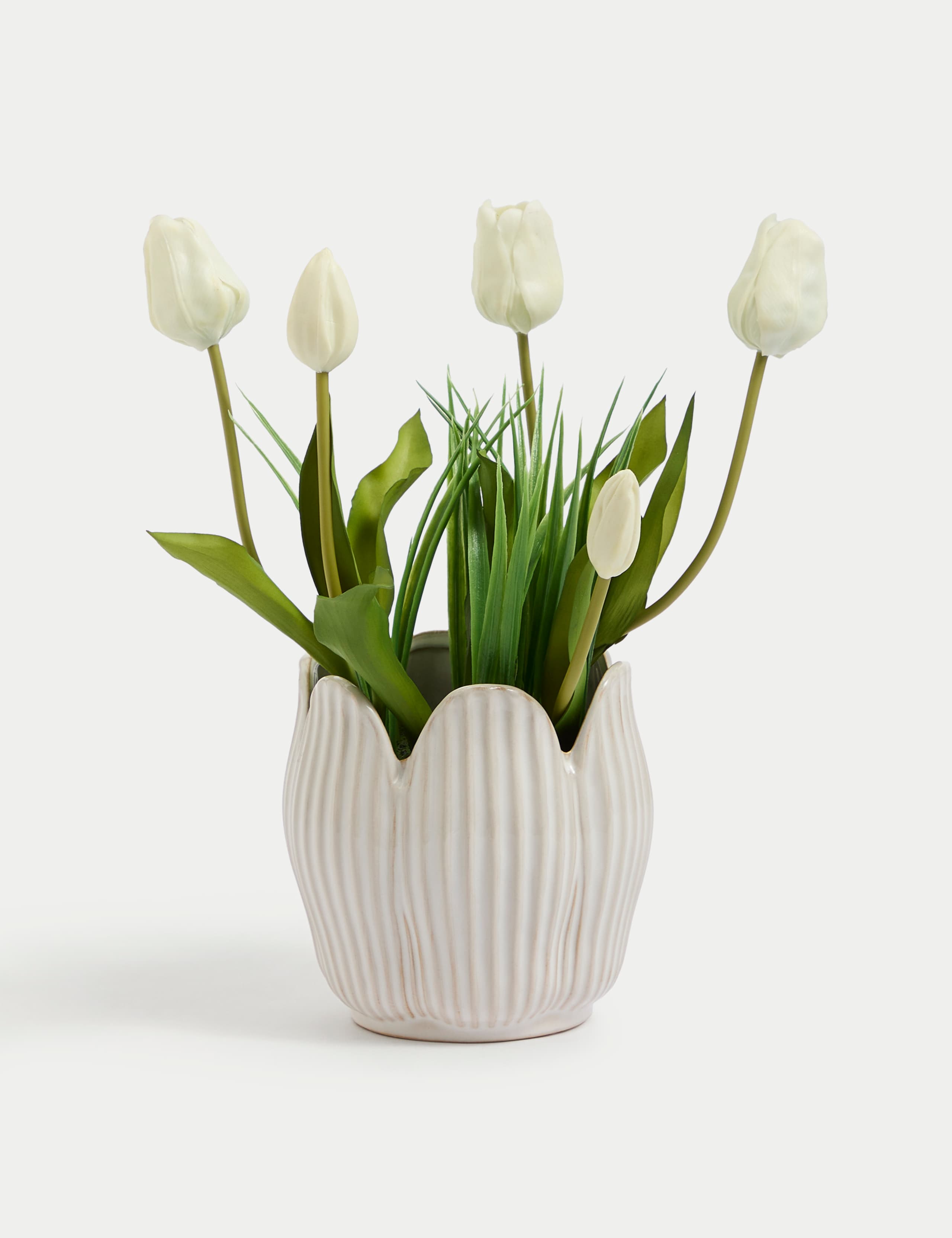 Artificial Tulips in Ceramic Pot 1 of 3
