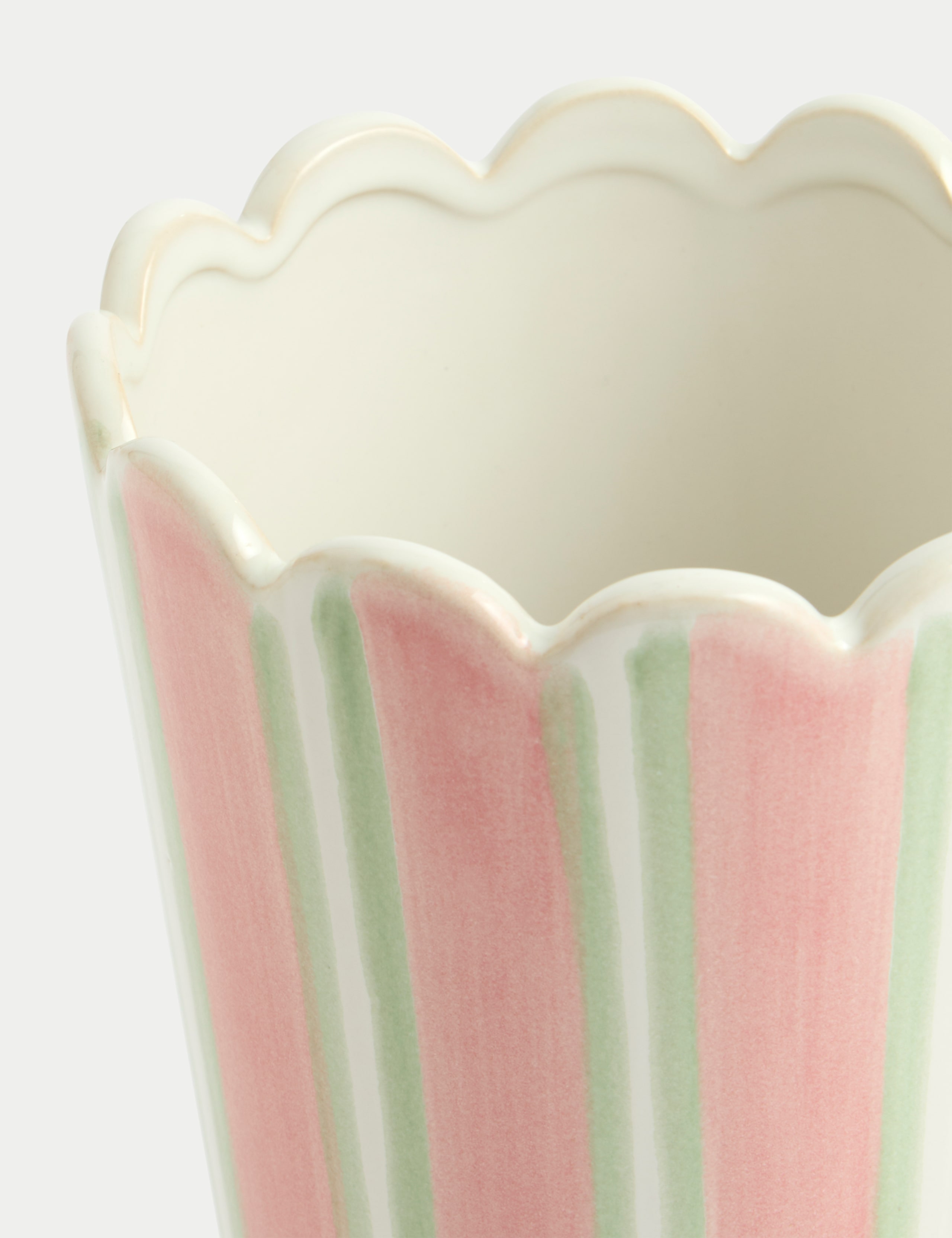 Striped Scallop Edge Ceramic Vase 3 of 4