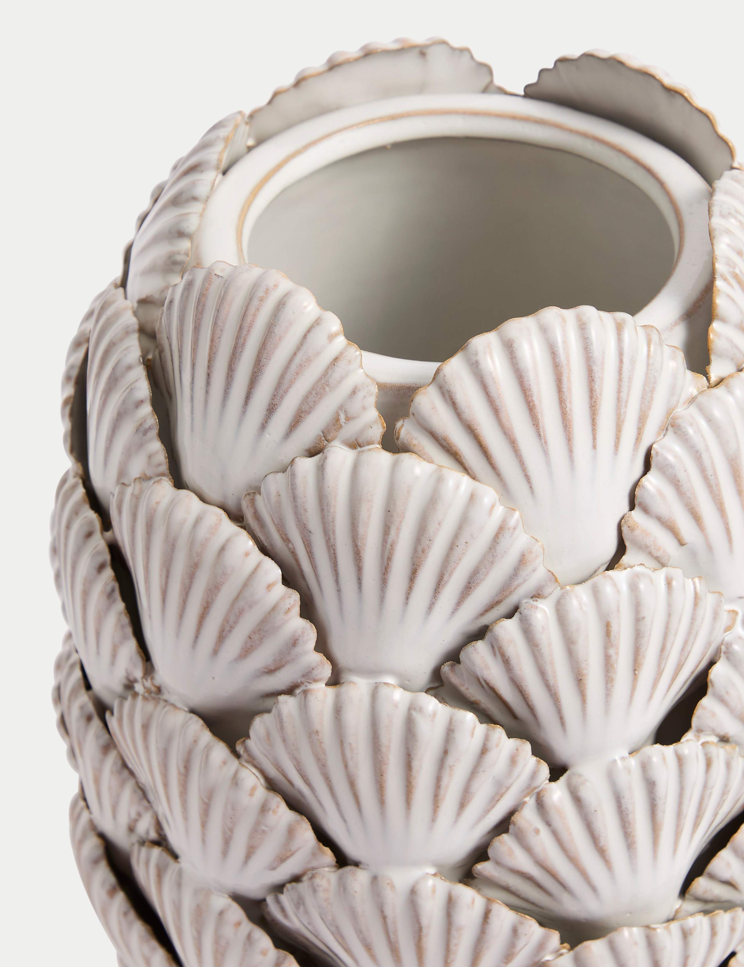Medium Shell Textured Ceramic Vase 3 of 4