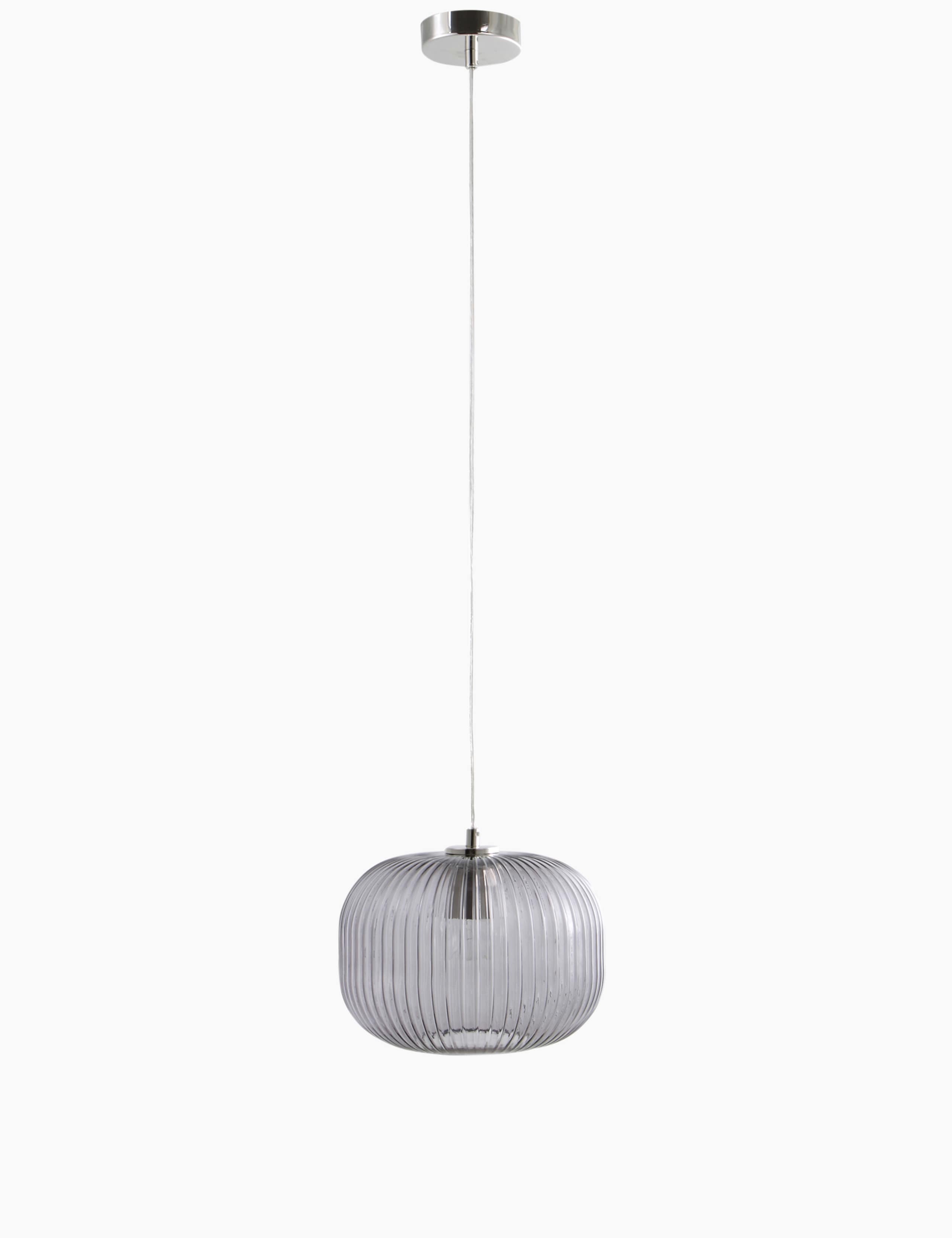 Ribbed Glass Ball Pendant Light 1 of 5