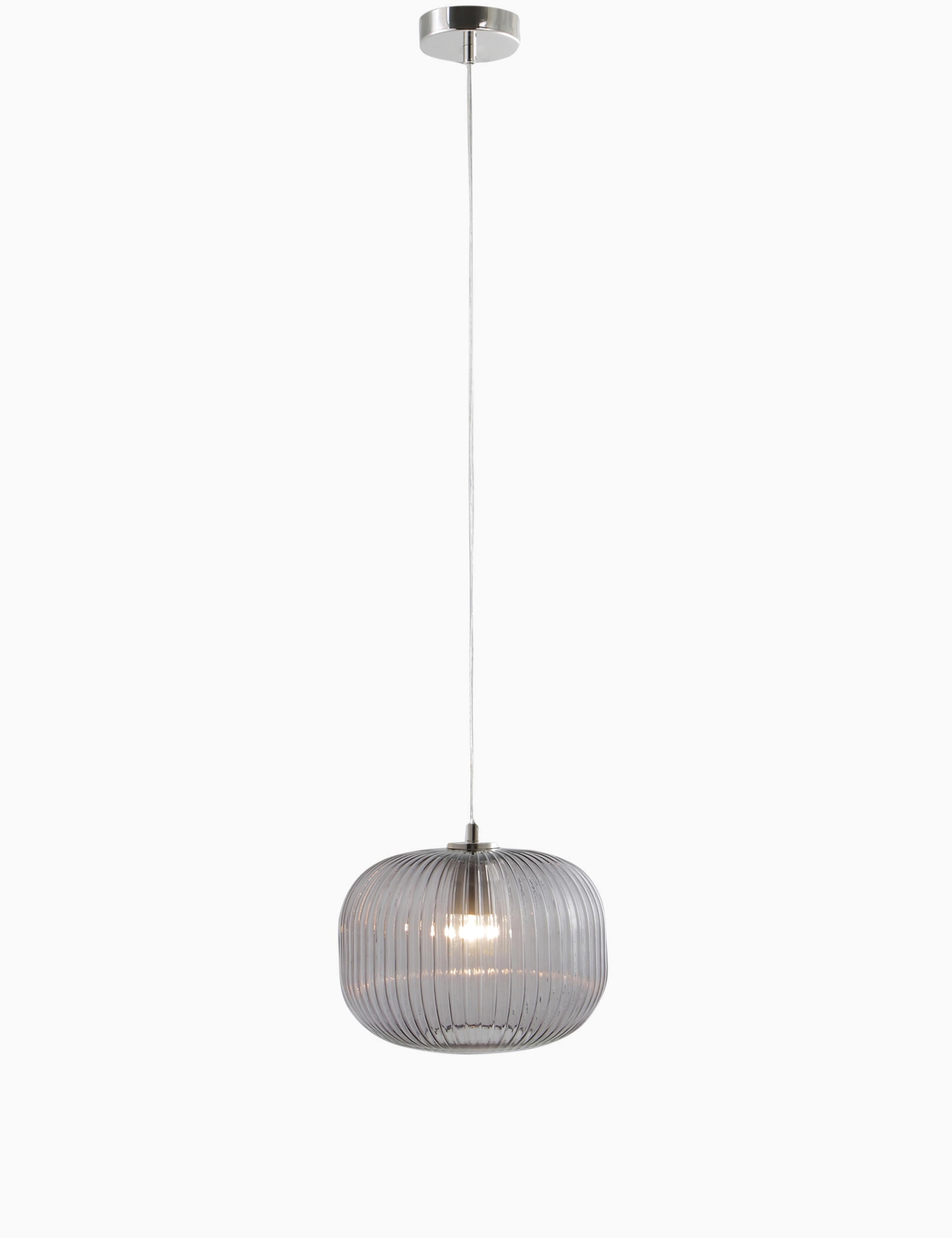 Ribbed Glass Ball Pendant Light 2 of 5