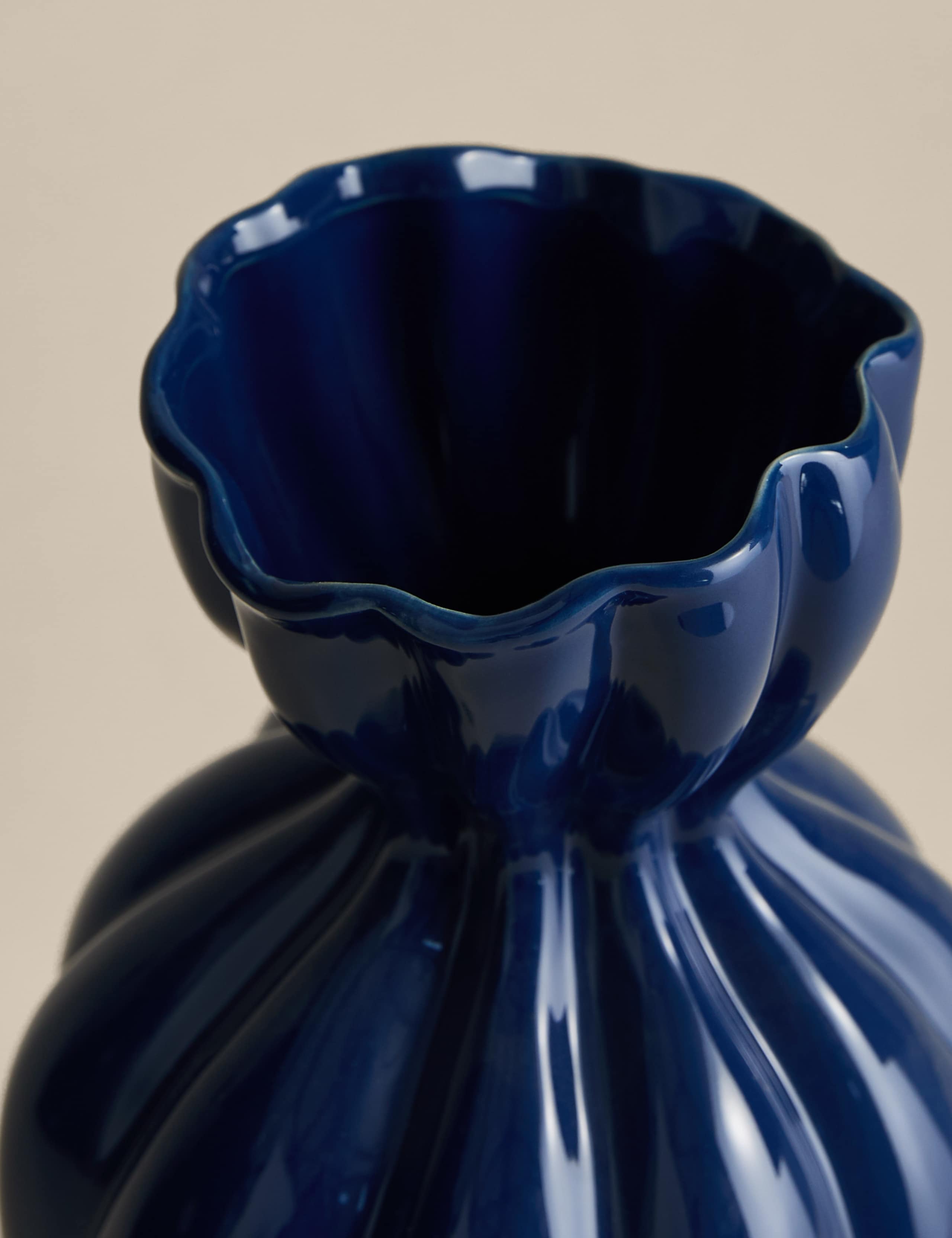 Medium Fluted Neck Ceramic Vase 2 of 3
