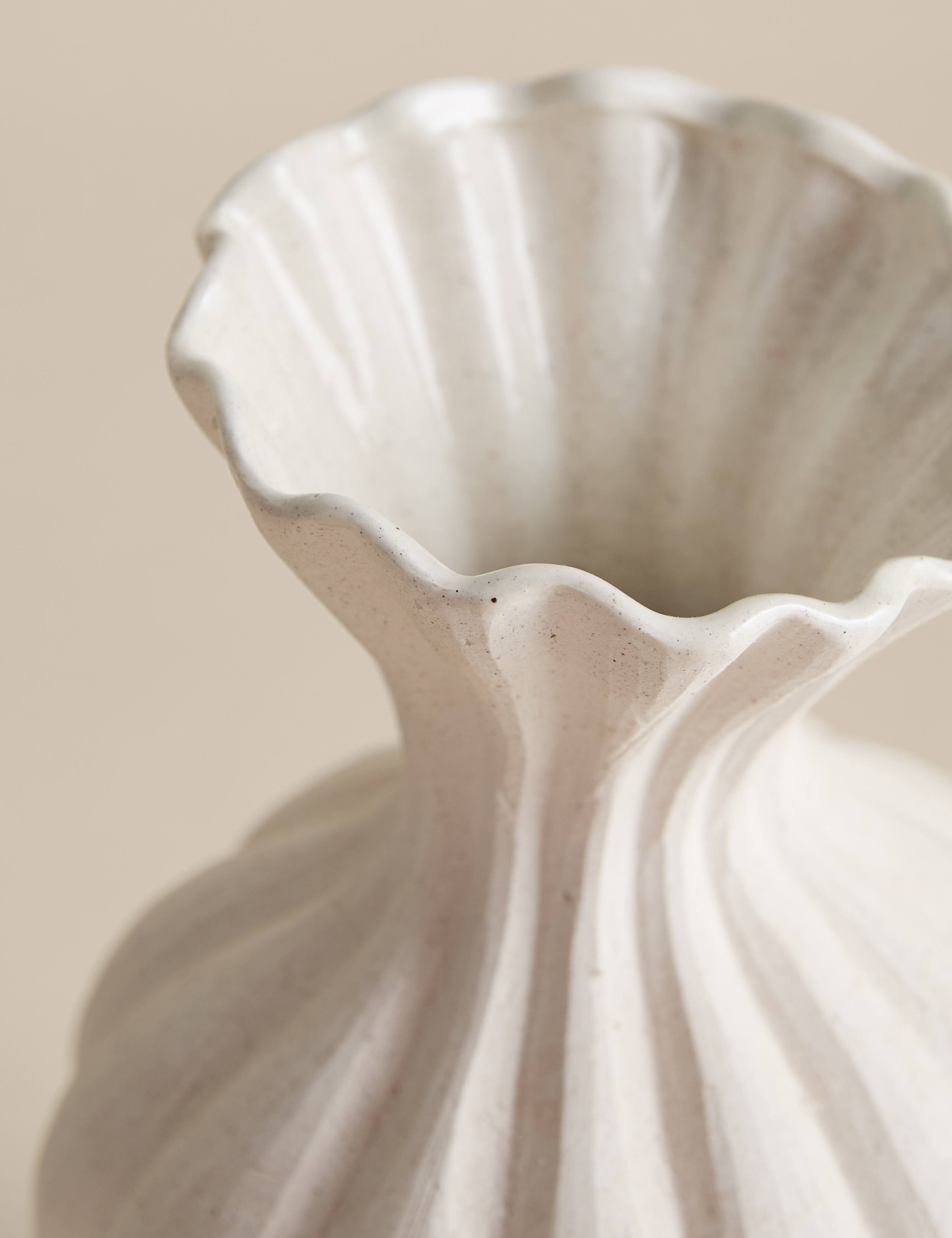 Large Fluted Neck Ceramic Vase 2 of 3