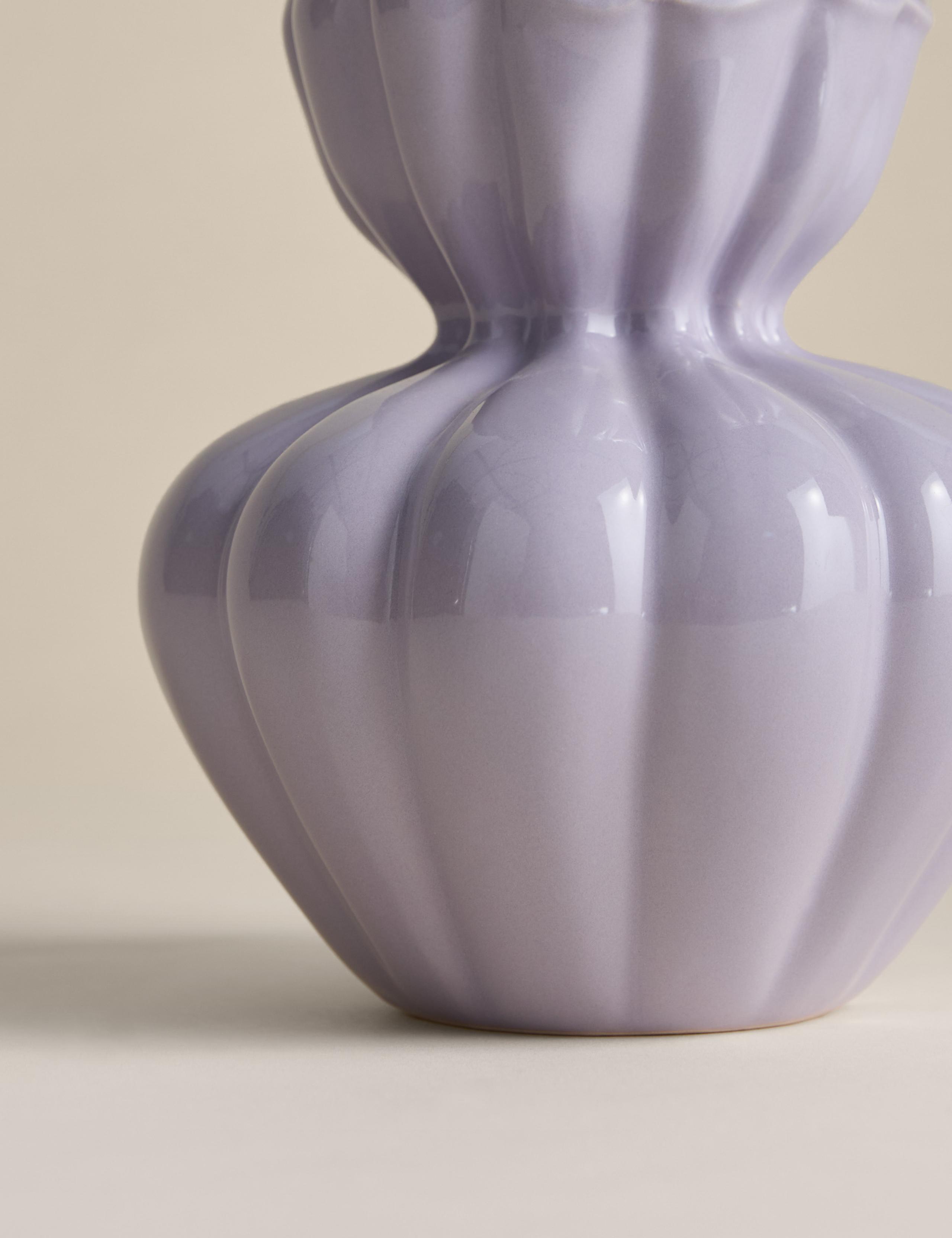 Small Fluted Neck Ceramic Vase 3 of 3