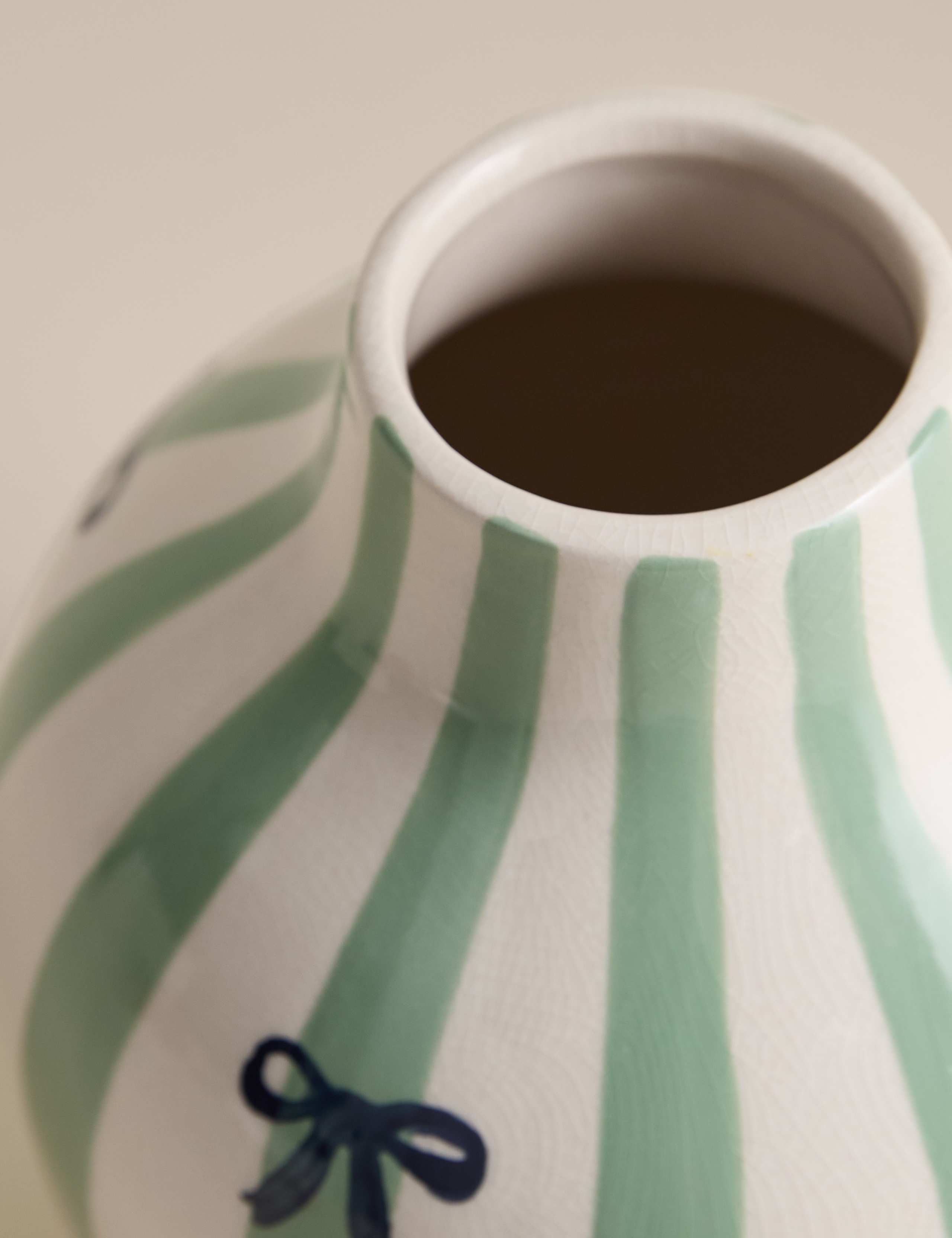Striped Bow Crackle Glaze Ceramic Vase 2 of 3