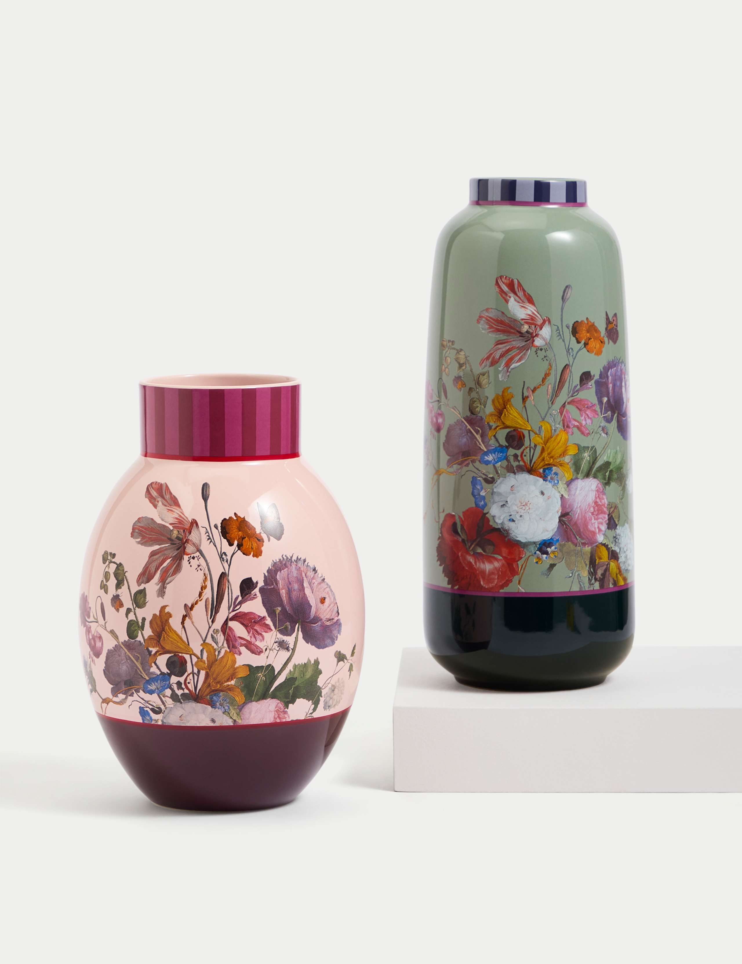 Tall Floral Ceramic Cylinder Vase 5 of 6