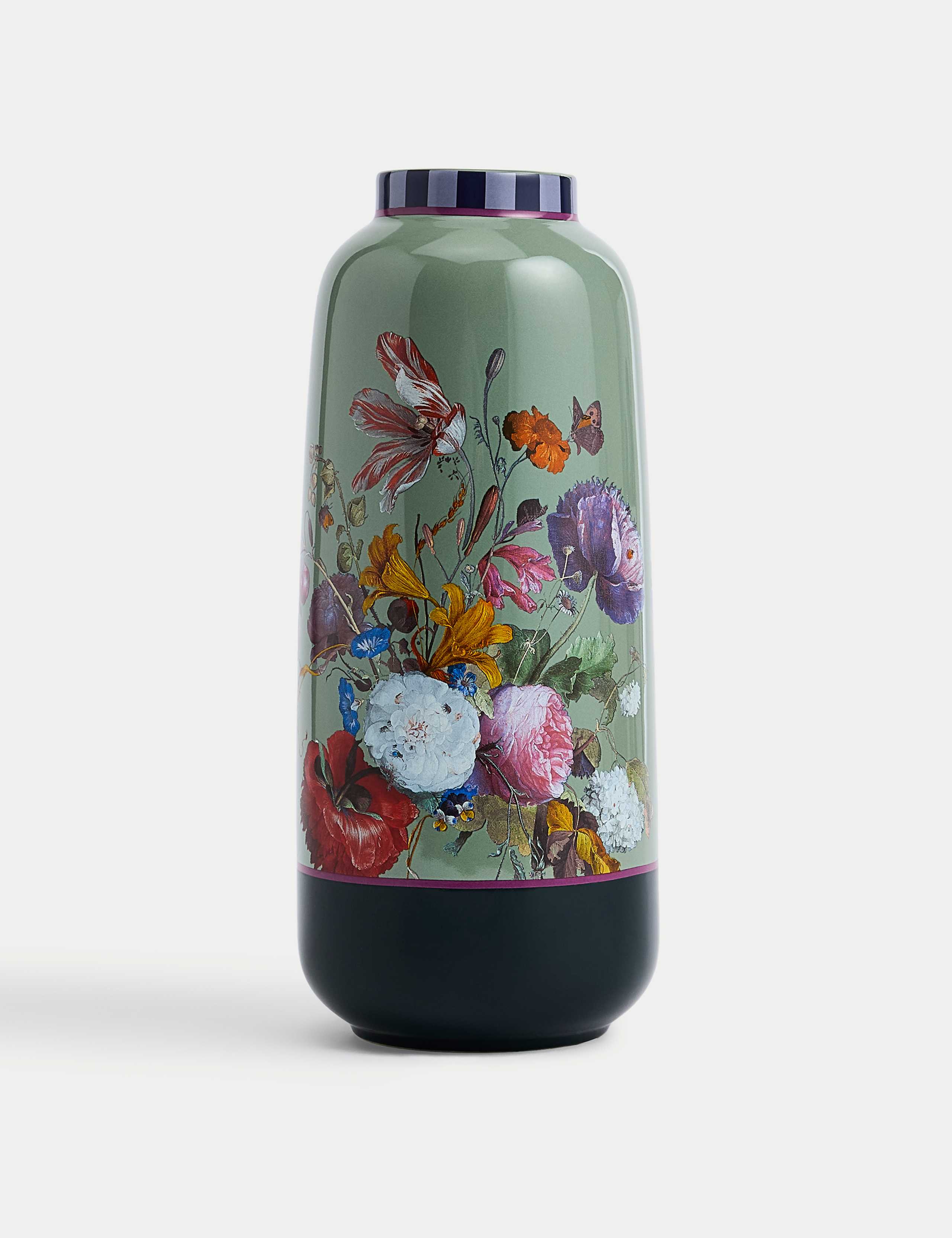 Tall Floral Ceramic Cylinder Vase 2 of 6