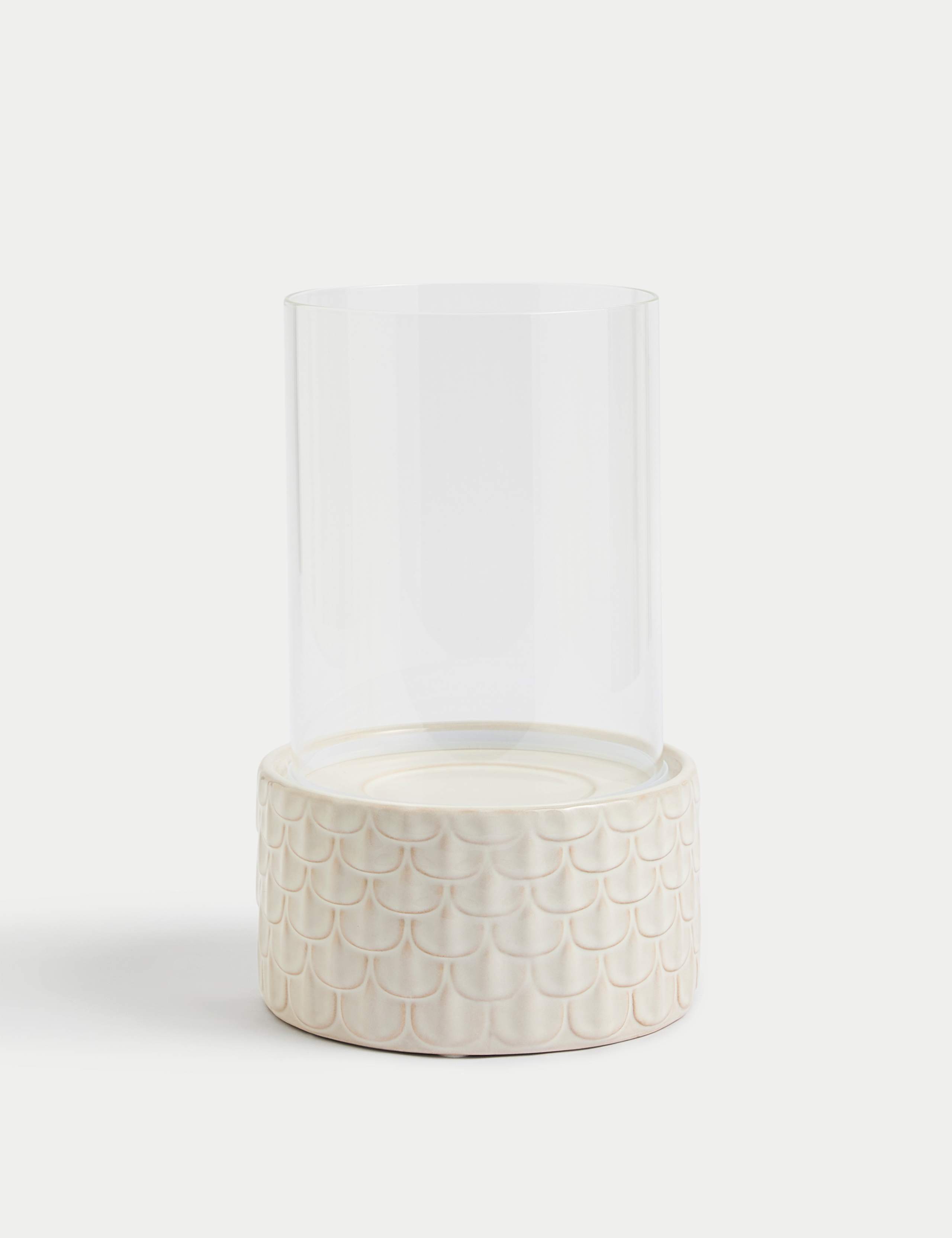 Scallop Ceramic Hurricane Candle Holder 2 of 4