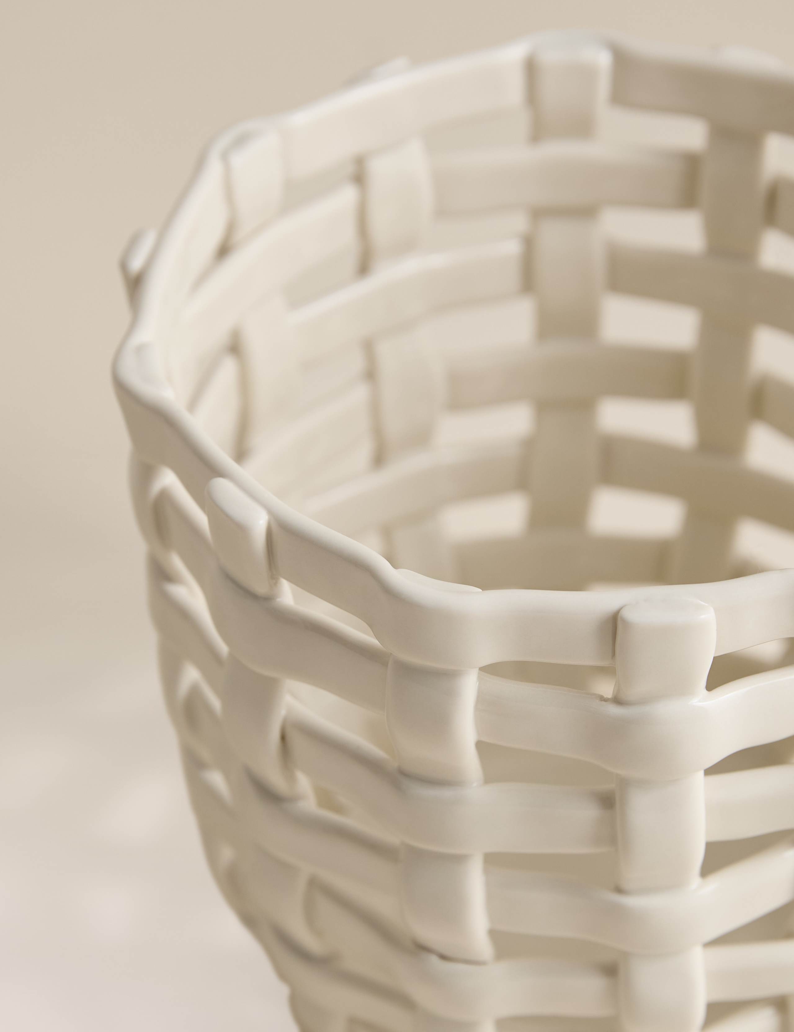 Basket Weave Ceramic Hurricane Candle Holder 4 of 5