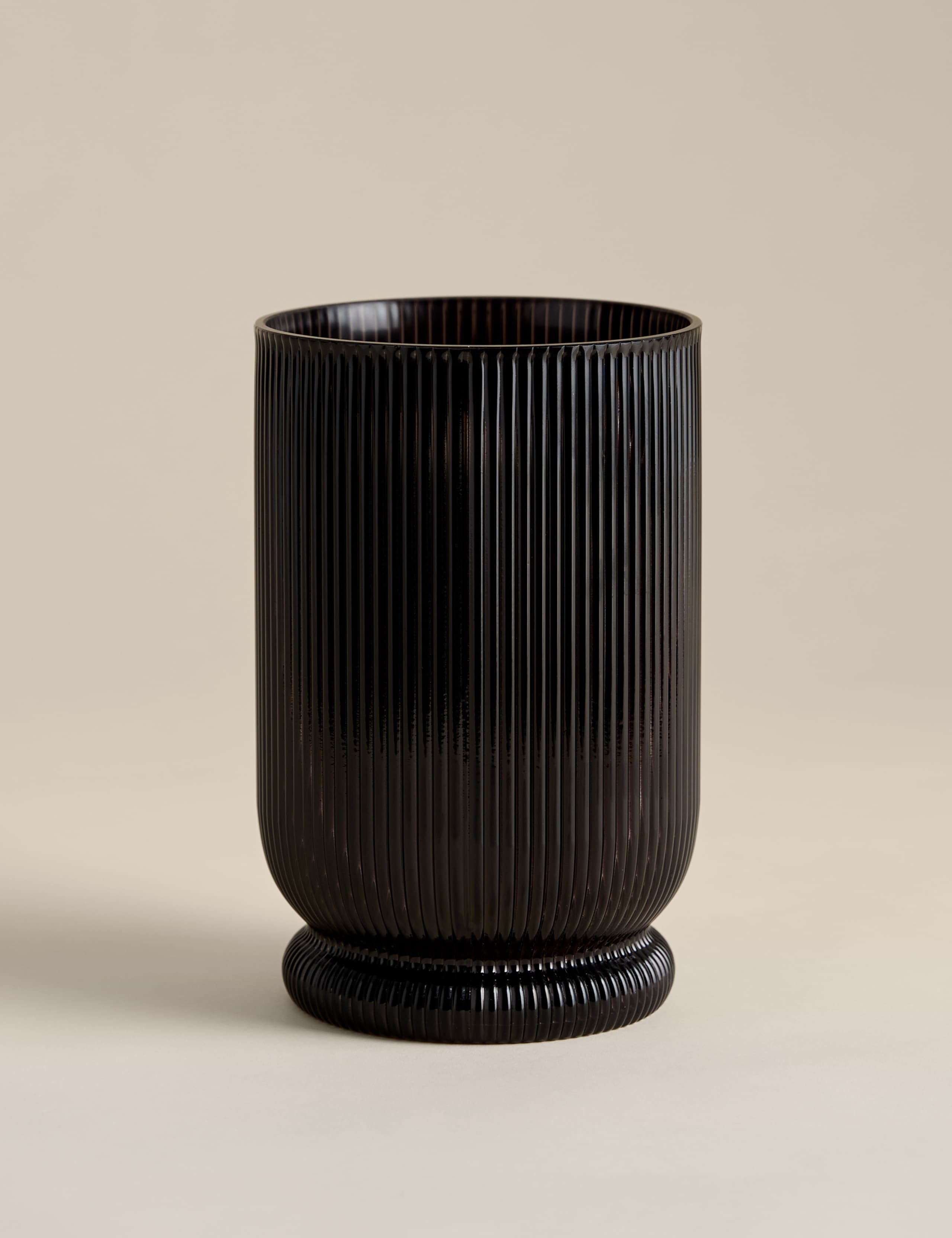 Ridged Glass Hurricane Candle Holder 1 of 4