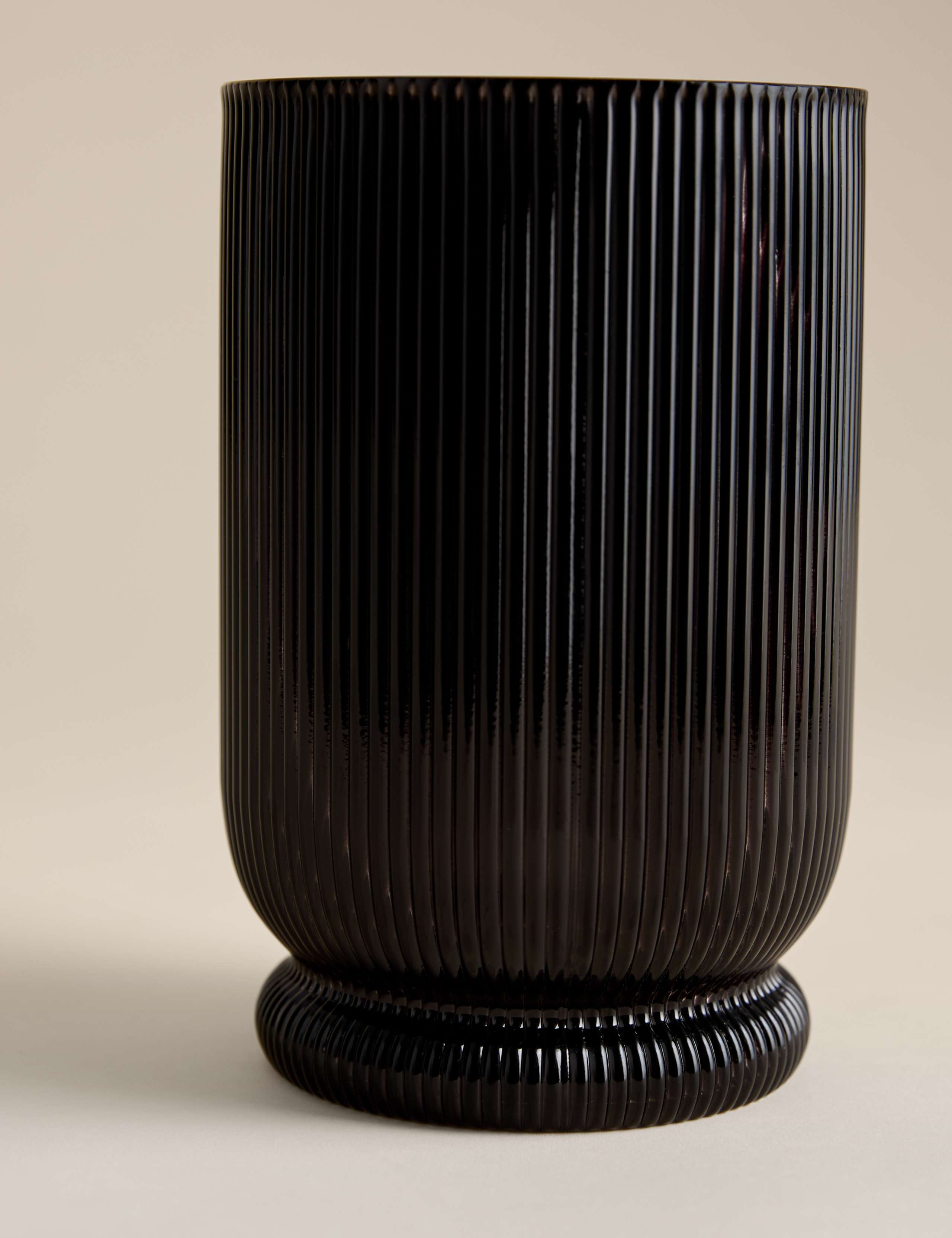 Ridged Glass Hurricane Candle Holder 3 of 4