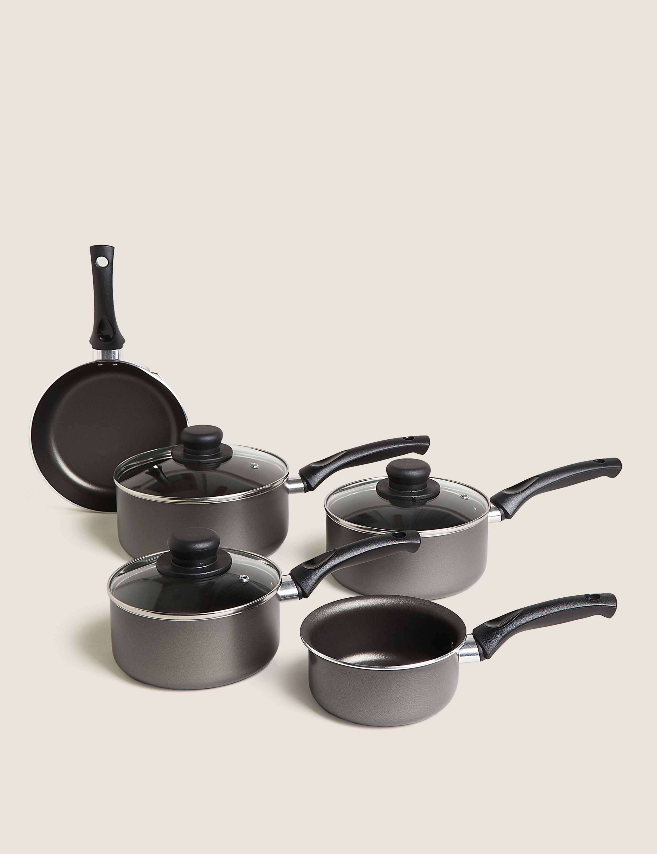 5 Piece Grey Aluminium Pan Set 2 of 4