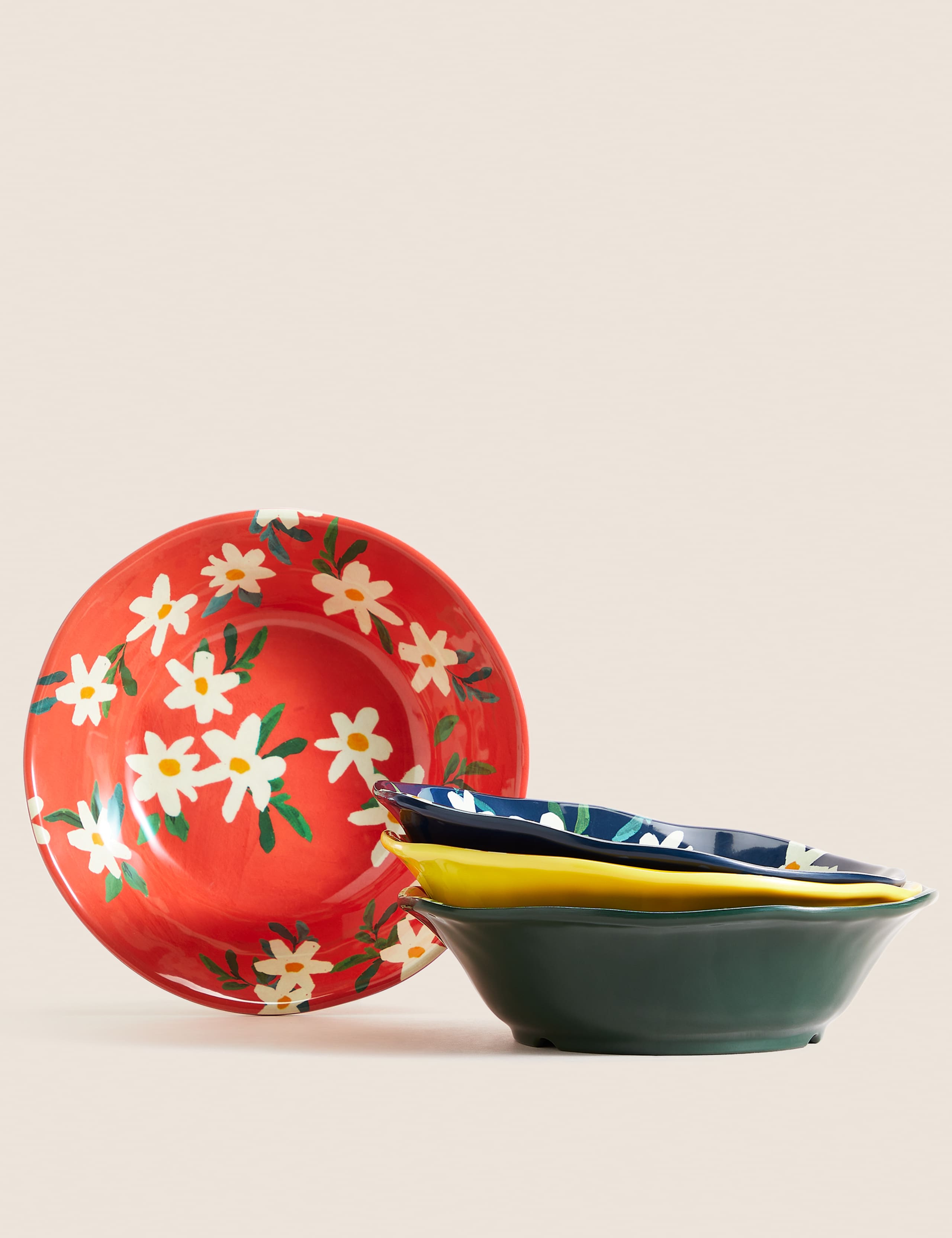 Set Of 4 Expressive Floral Picnic Pasta Bowls 1 of 7